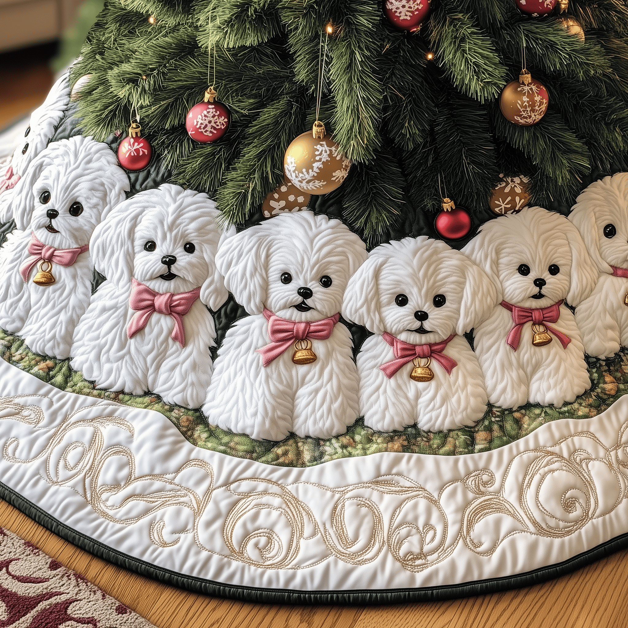 Christmas Bichon Frise Quilted Tree Skirt Enjoy Christmas Morning with a Thoughtful Tree Skirt Christmas Bichon Frise Quilted Tree Skirt Enjoy Christmas Morning with a Thoughtful Tree Skirt