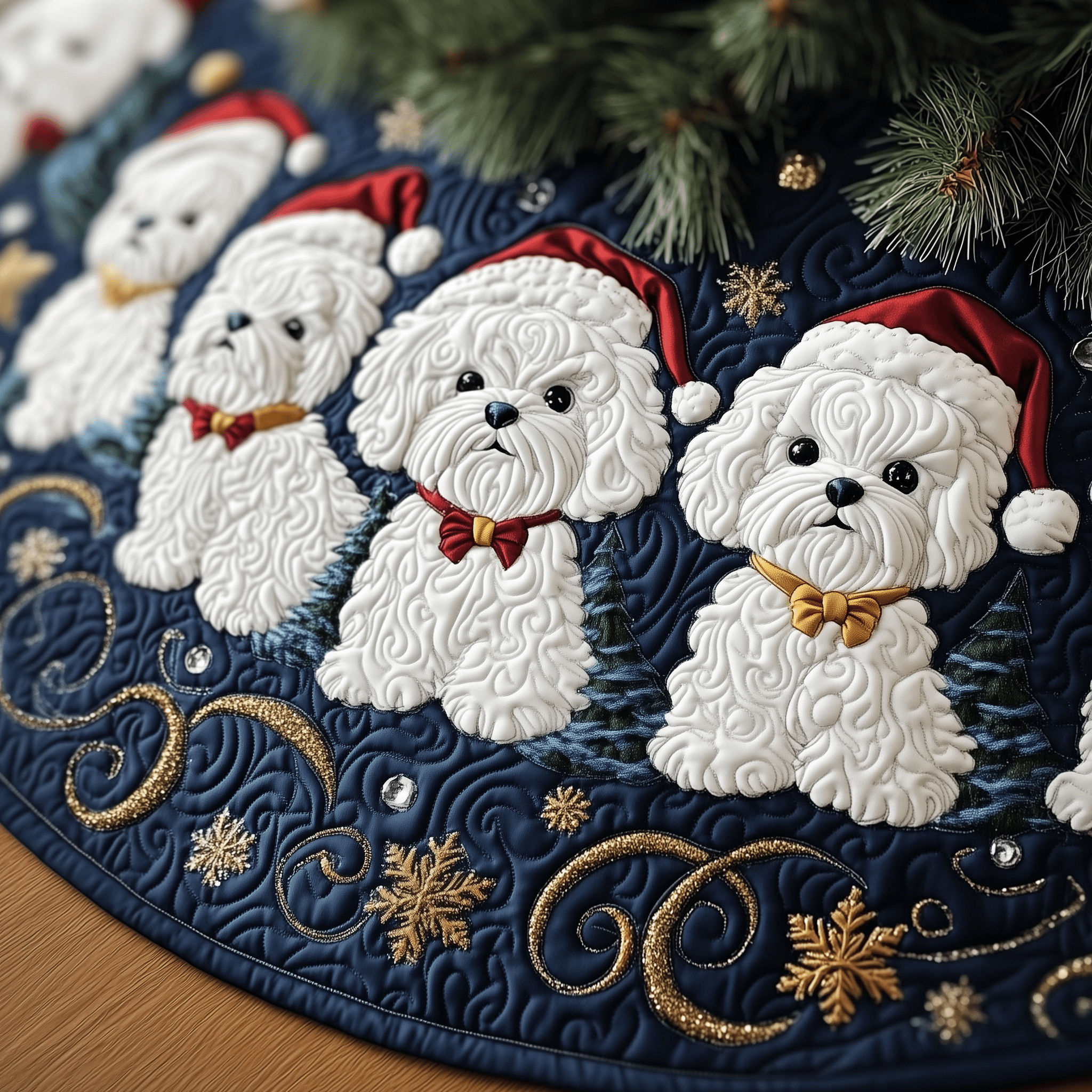 Christmas Bichon Frise Quilted Tree Skirt Feel the Comfort of Christmas with a Durable Tree Skirt Christmas Bichon Frise Quilted Tree Skirt Feel the Comfort of Christmas with a Durable Tree Skirt
