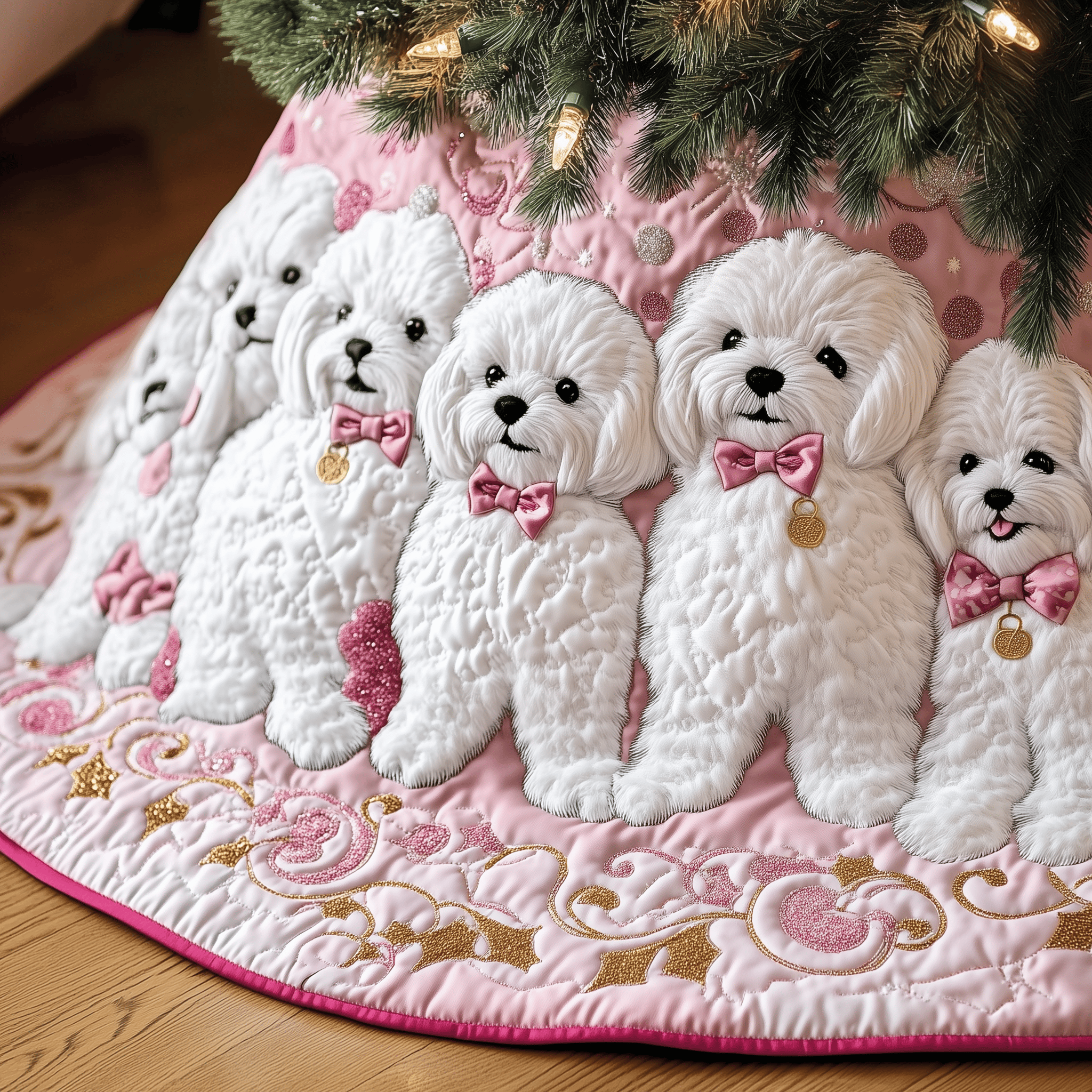 Christmas Bichon Frise Quilted Tree Skirt Feel the Warmth of the Holidays with a Safe Tree Skirt Christmas Bichon Frise Quilted Tree Skirt Feel the Warmth of the Holidays with a Safe Tree Skirt