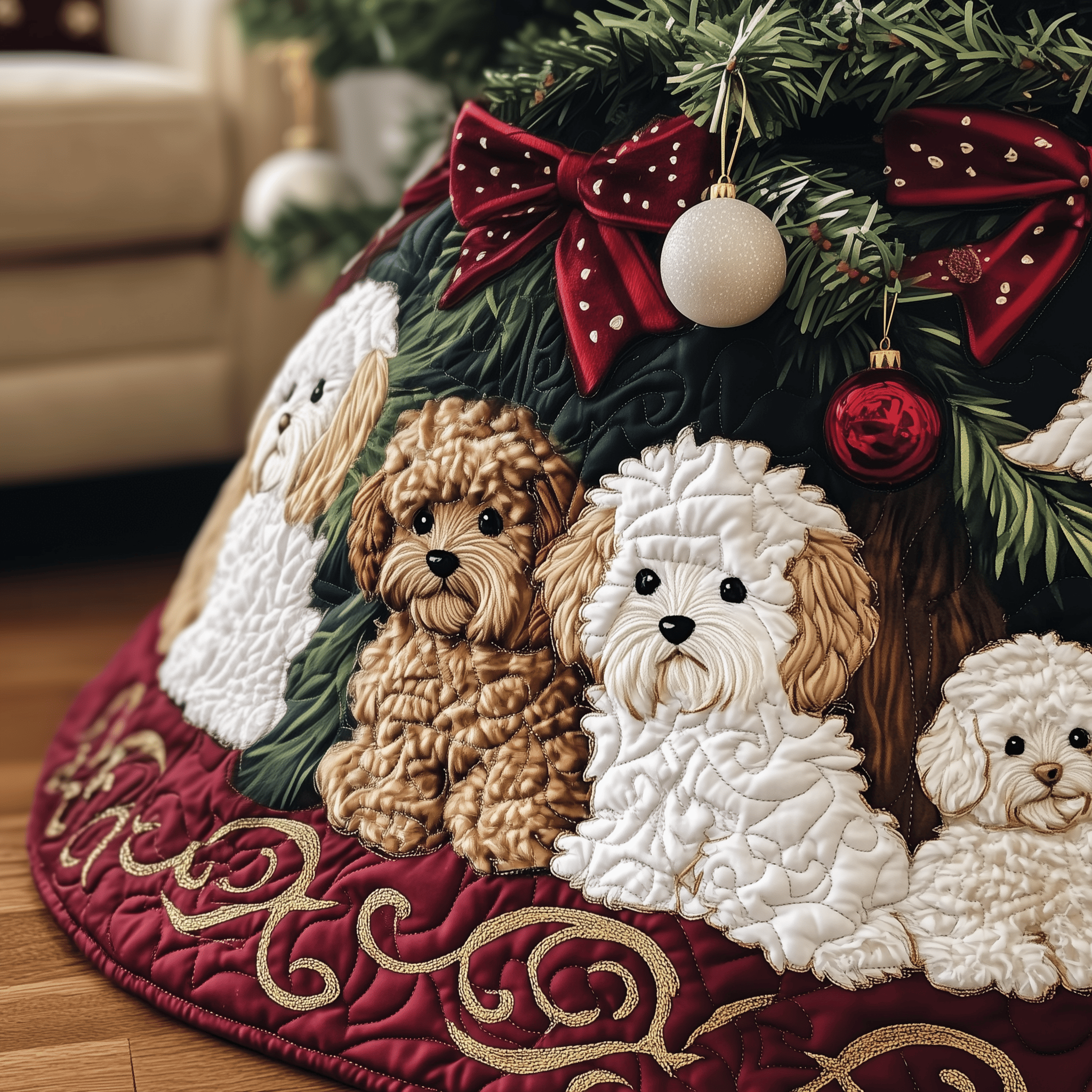 Christmas Bichon Frise Quilted Tree Skirt Make Every Holiday Moment Bright with a Chic Tree Skirt Christmas Bichon Frise Quilted Tree Skirt Make Every Holiday Moment Bright with a Chic Tree Skirt