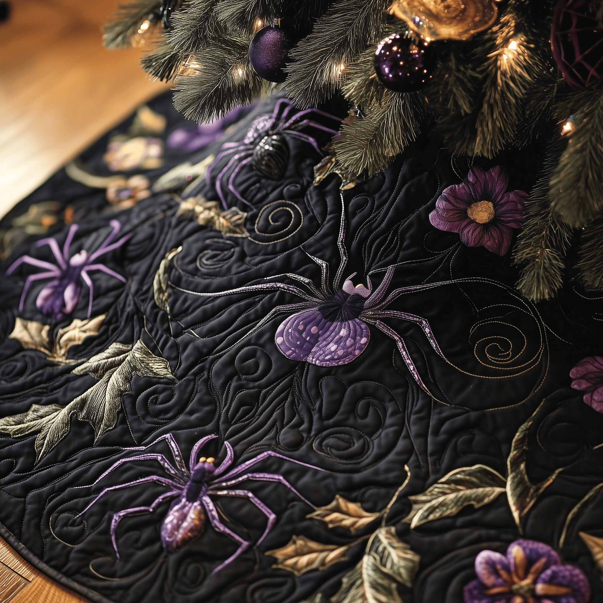 Christmas Black Spiders Quilted Tree Skirt Celebrate Without Limits with a Durable Tree Skirt Christmas Black Spiders Quilted Tree Skirt Celebrate Without Limits with a Durable Tree Skirt