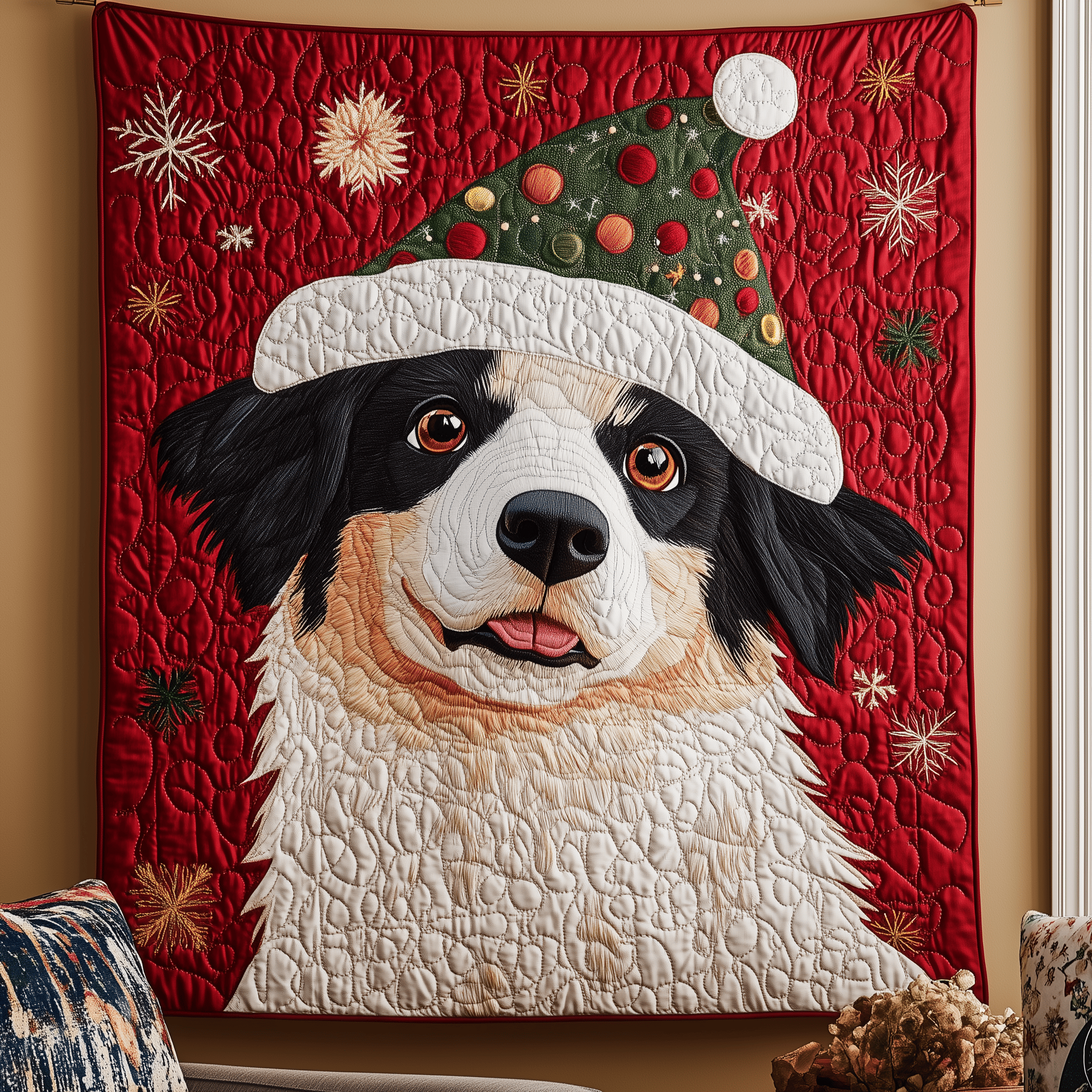 Christmas Border Collie Quilted Blanket Perfect for All Seasons: A Blanket You'll Always Need Christmas Border Collie Quilted Blanket Perfect for All Seasons: A Blanket You'll Always Need