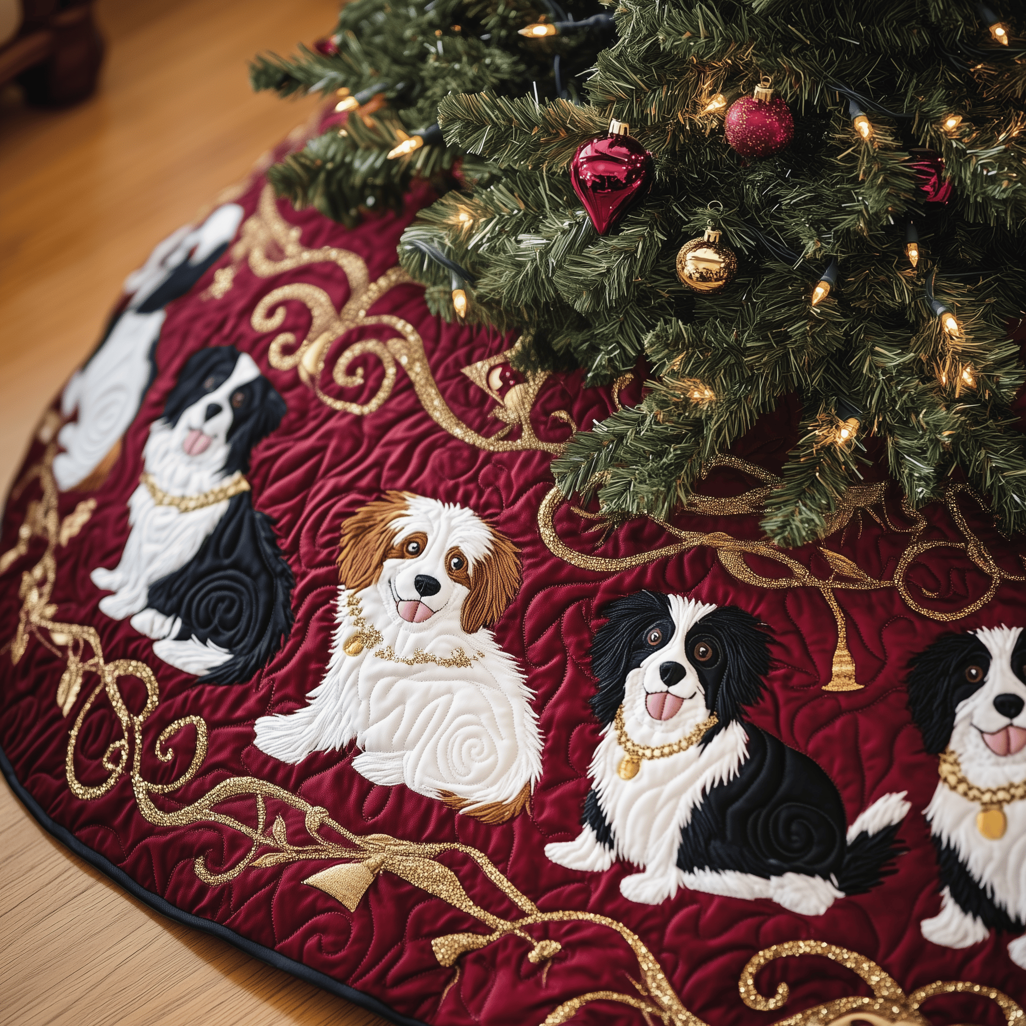 Christmas Border Collie Quilted Tree Skirt A Tree Skirt That Embodies the Joy of Christmas Christmas Border Collie Quilted Tree Skirt A Tree Skirt That Embodies the Joy of Christmas