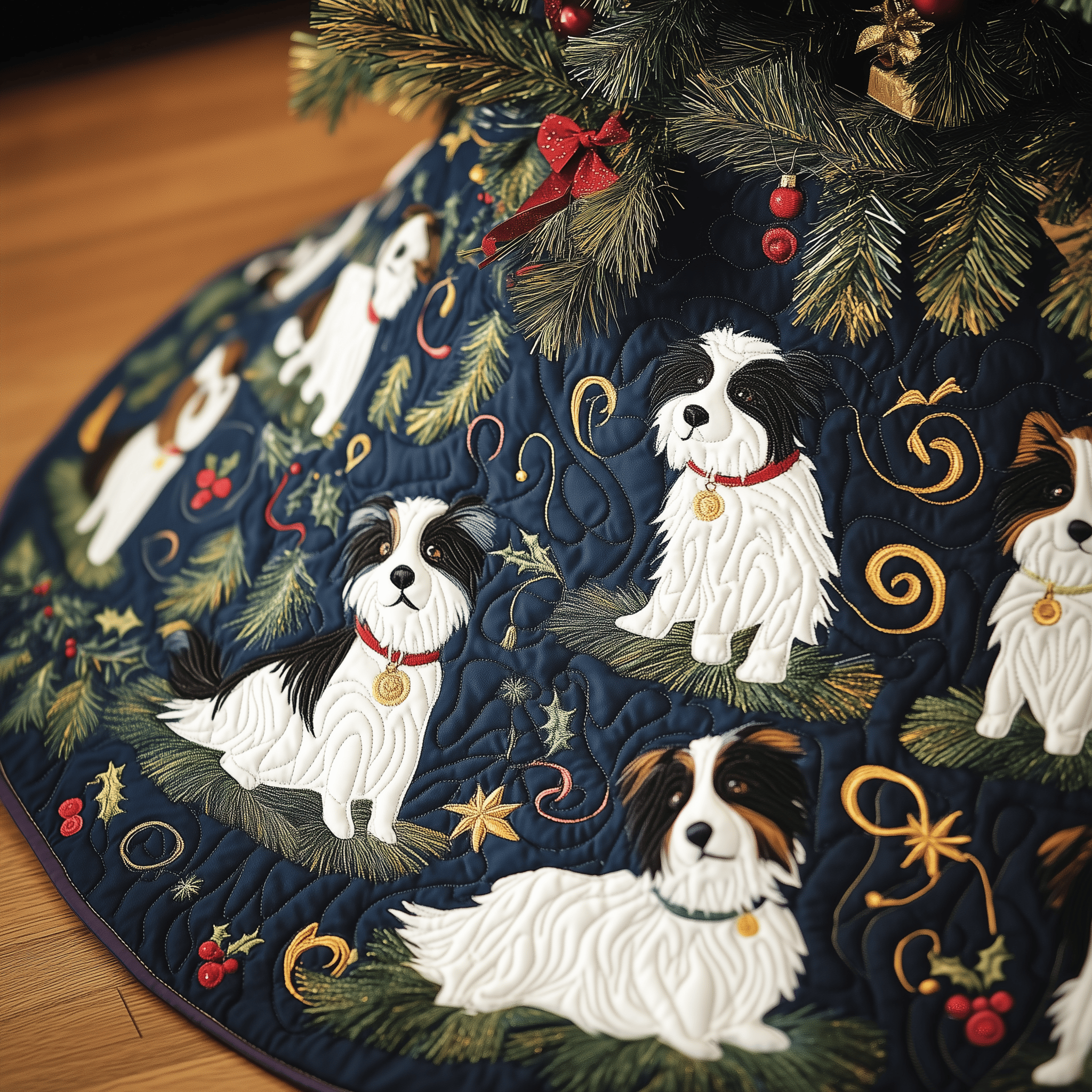 Christmas Border Collie Quilted Tree Skirt Bring Life to Your Holidays with a Safe and Stylish Skirt Christmas Border Collie Quilted Tree Skirt Bring Life to Your Holidays with a Safe and Stylish Skirt