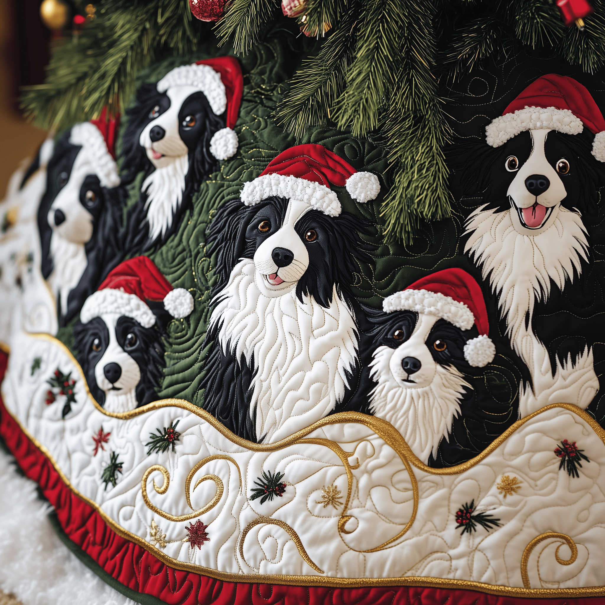Christmas Border Collie Quilted Tree Skirt Feel Inspired by the Magic of a Thoughtful Tree Skirt Christmas Border Collie Quilted Tree Skirt Feel Inspired by the Magic of a Thoughtful Tree Skirt