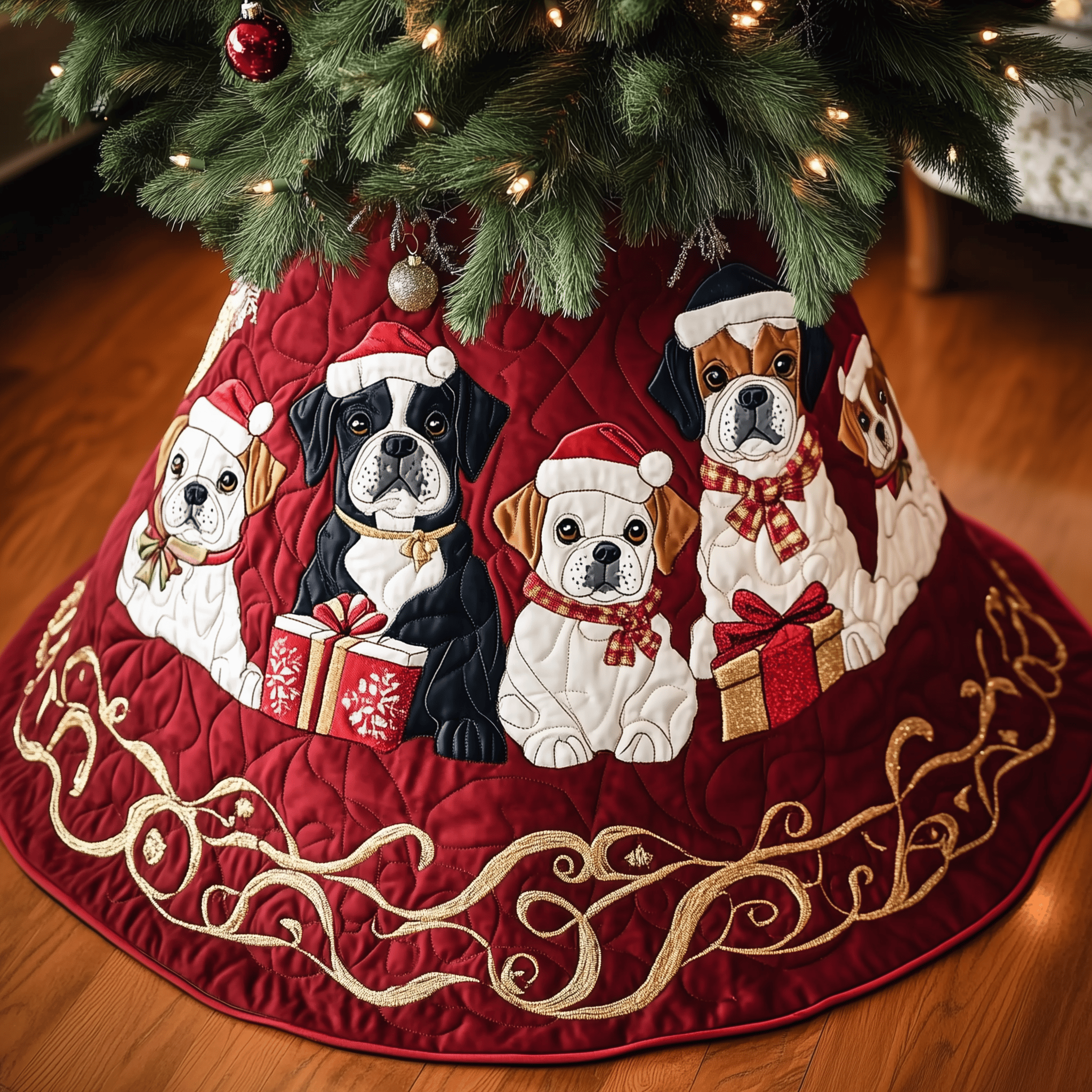 Christmas Boxer Quilted Tree Skirt Celebrate Beautifully with a Reliable Tree Skirt Christmas Boxer Quilted Tree Skirt Celebrate Beautifully with a Reliable Tree Skirt