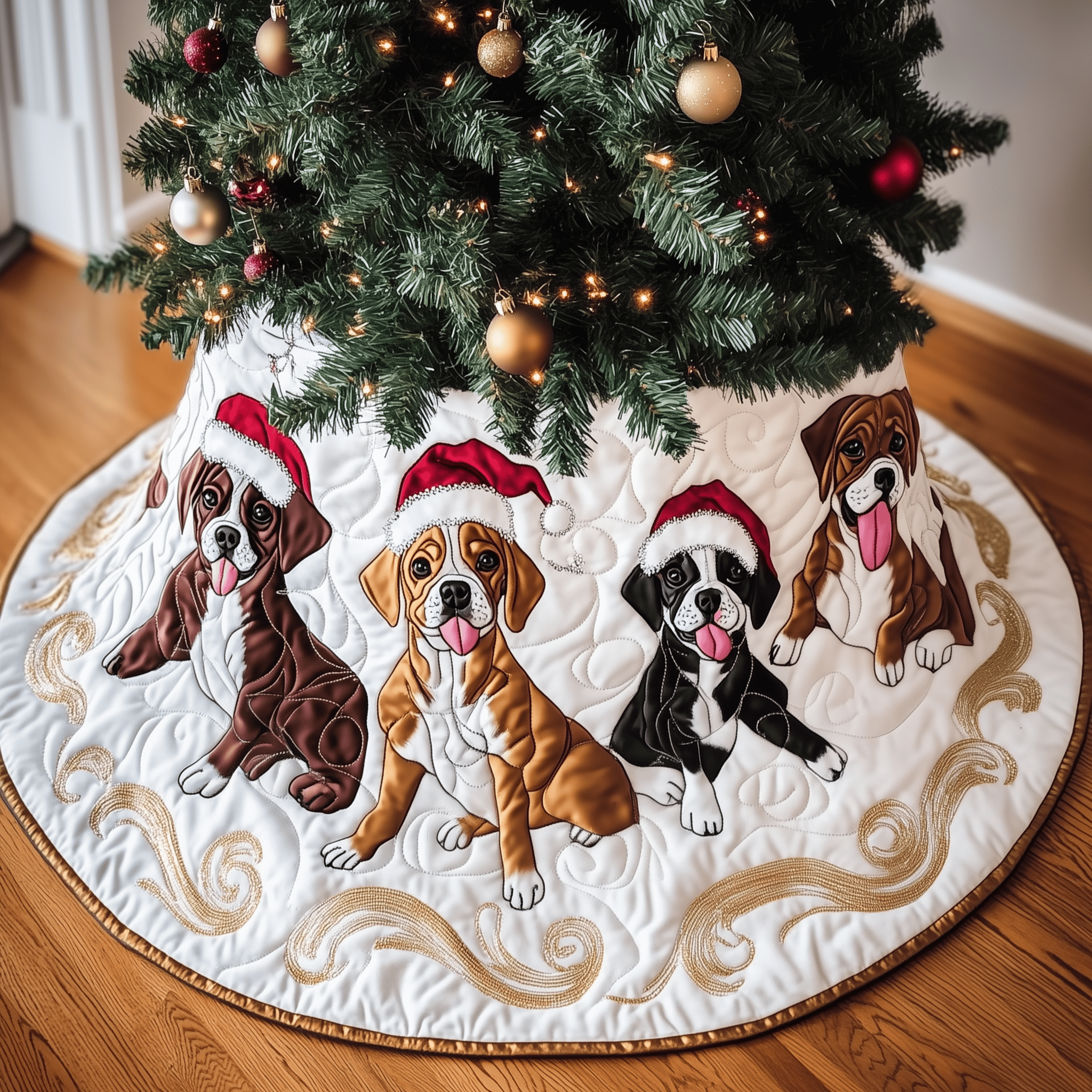 Christmas Boxer Quilted Tree Skirt Celebrate Stress-Free with a Tree Skirt That Works Christmas Boxer Quilted Tree Skirt Celebrate Stress-Free with a Tree Skirt That Works