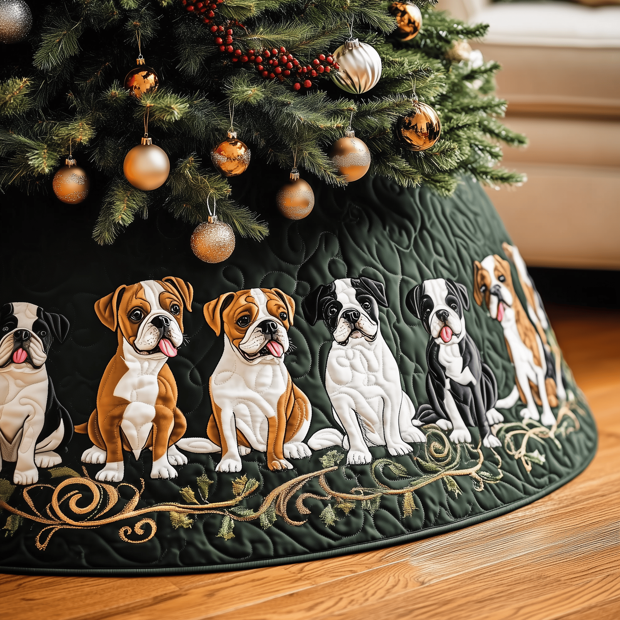 Christmas Boxer Quilted Tree Skirt Feel Inspired This Christmas with a Beautiful Tree Skirt Christmas Boxer Quilted Tree Skirt Feel Inspired This Christmas with a Beautiful Tree Skirt