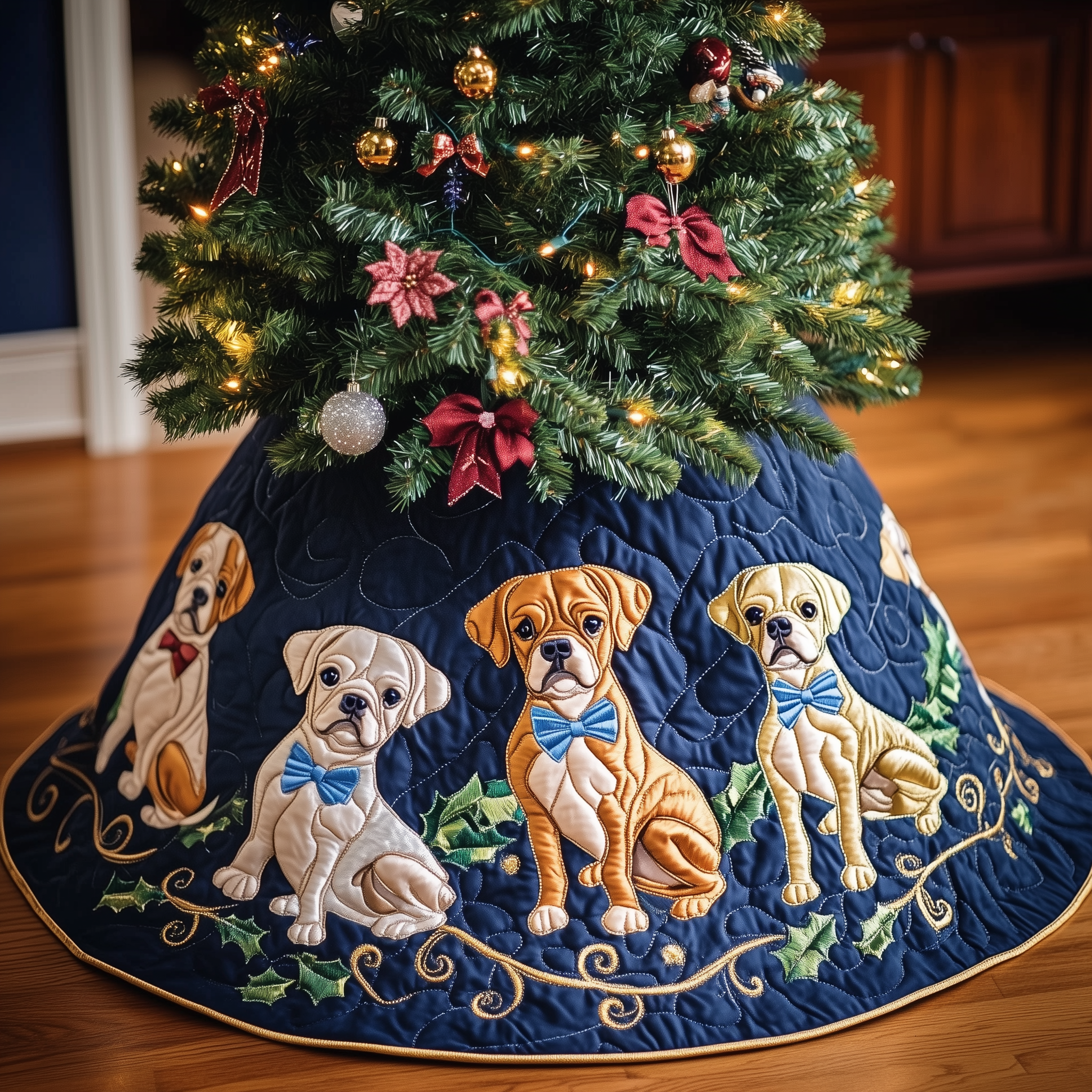 Christmas Boxer Quilted Tree Skirt Feel the Holidays Begin with a Safe and Stunning Tree Skirt Christmas Boxer Quilted Tree Skirt Feel the Holidays Begin with a Safe and Stunning Tree Skirt