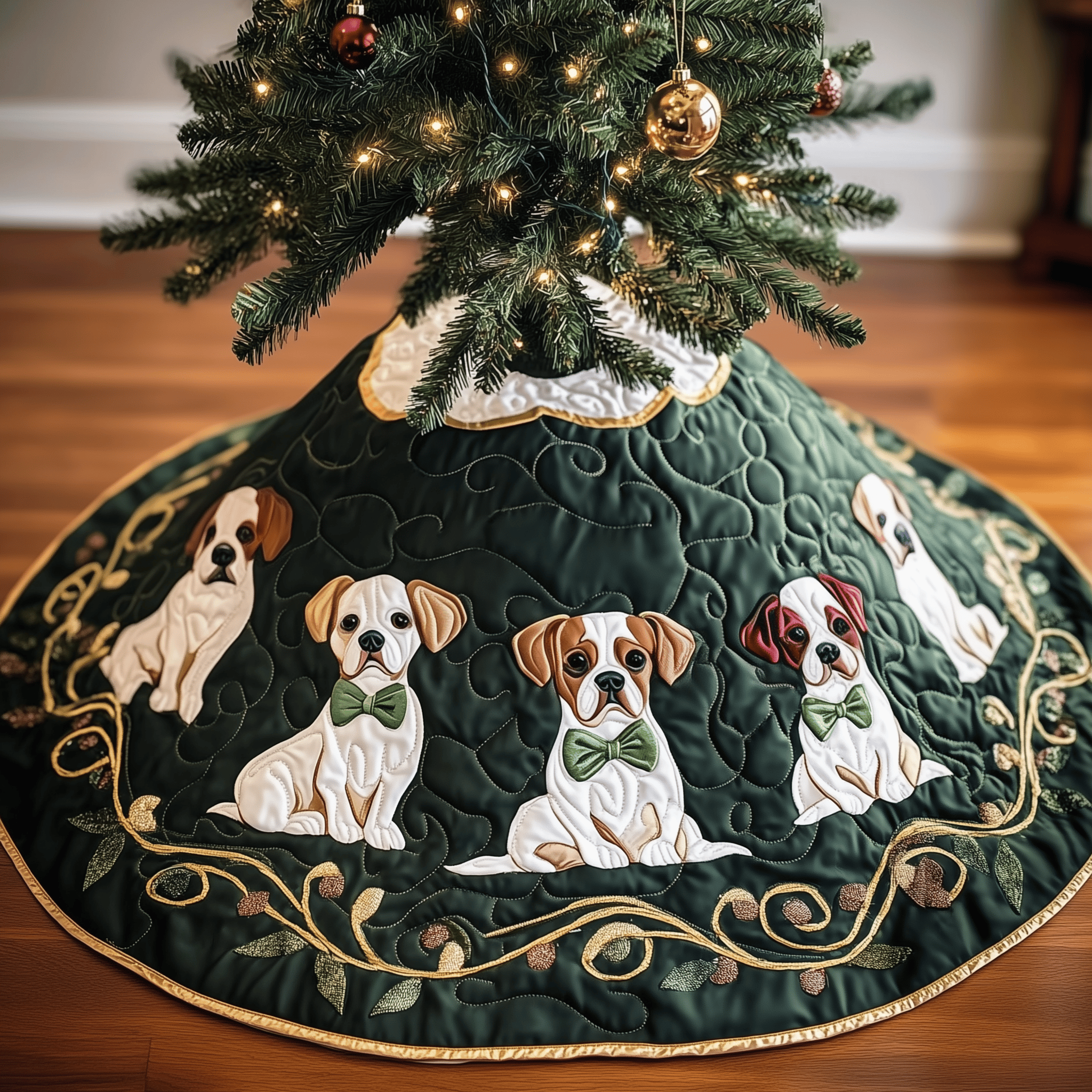 Christmas Boxer Quilted Tree Skirt Feel Your Home Glow with a Beautiful Tree Skirt Christmas Boxer Quilted Tree Skirt Feel Your Home Glow with a Beautiful Tree Skirt