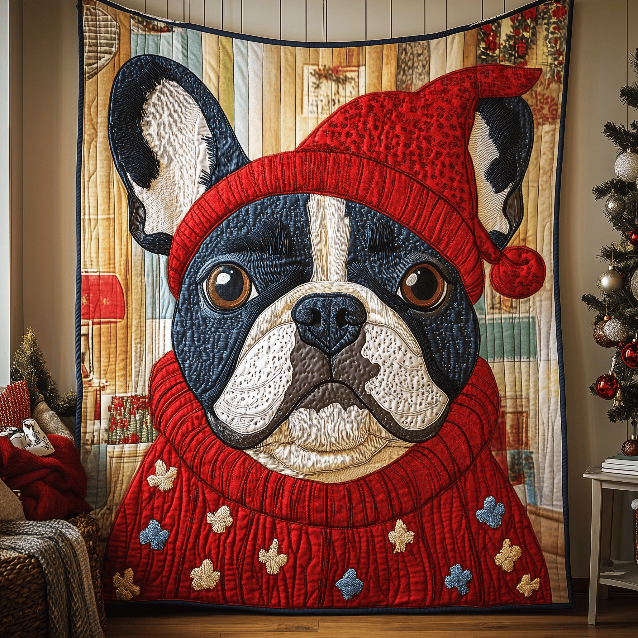 Christmas Bulldog Quilted Blanket Feel At Ease with a Blanket That's Perfectly Practical Christmas Bulldog Quilted Blanket Feel At Ease with a Blanket That's Perfectly Practical