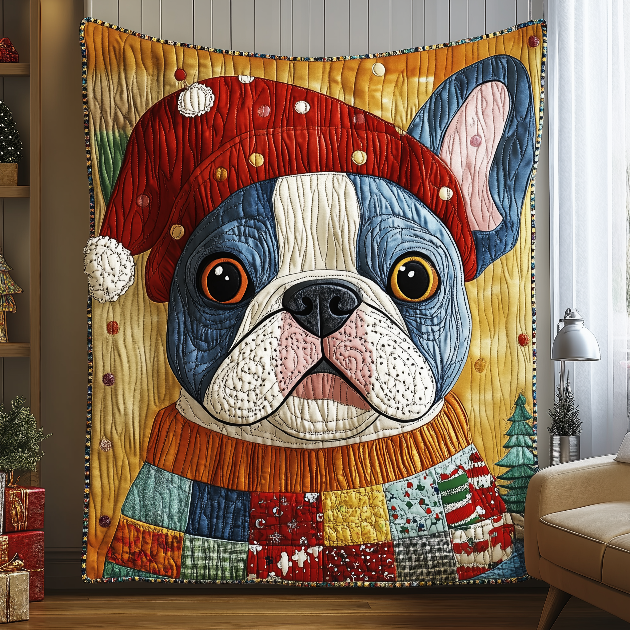 Christmas Bulldog Quilted Blanket Perfect for All Seasons: A Blanket You'll Always Need Christmas Bulldog Quilted Blanket Perfect for All Seasons: A Blanket You'll Always Need