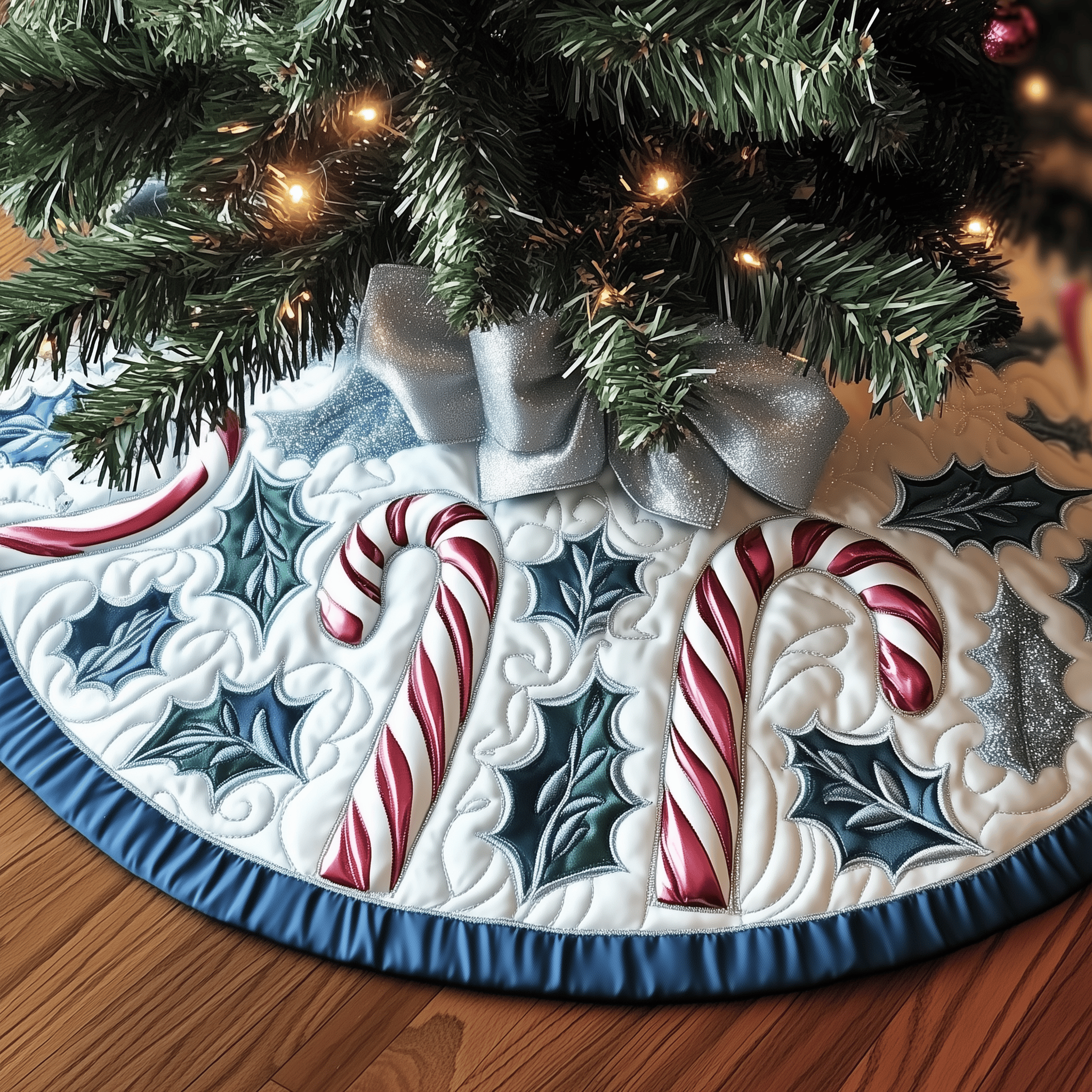 Christmas Candy Canes Quilted Tree Skirt Add Comfort and Joy to Your Home with a Durable Tree Skirt Christmas Candy Canes Quilted Tree Skirt Add Comfort and Joy to Your Home with a Durable Tree Skirt
