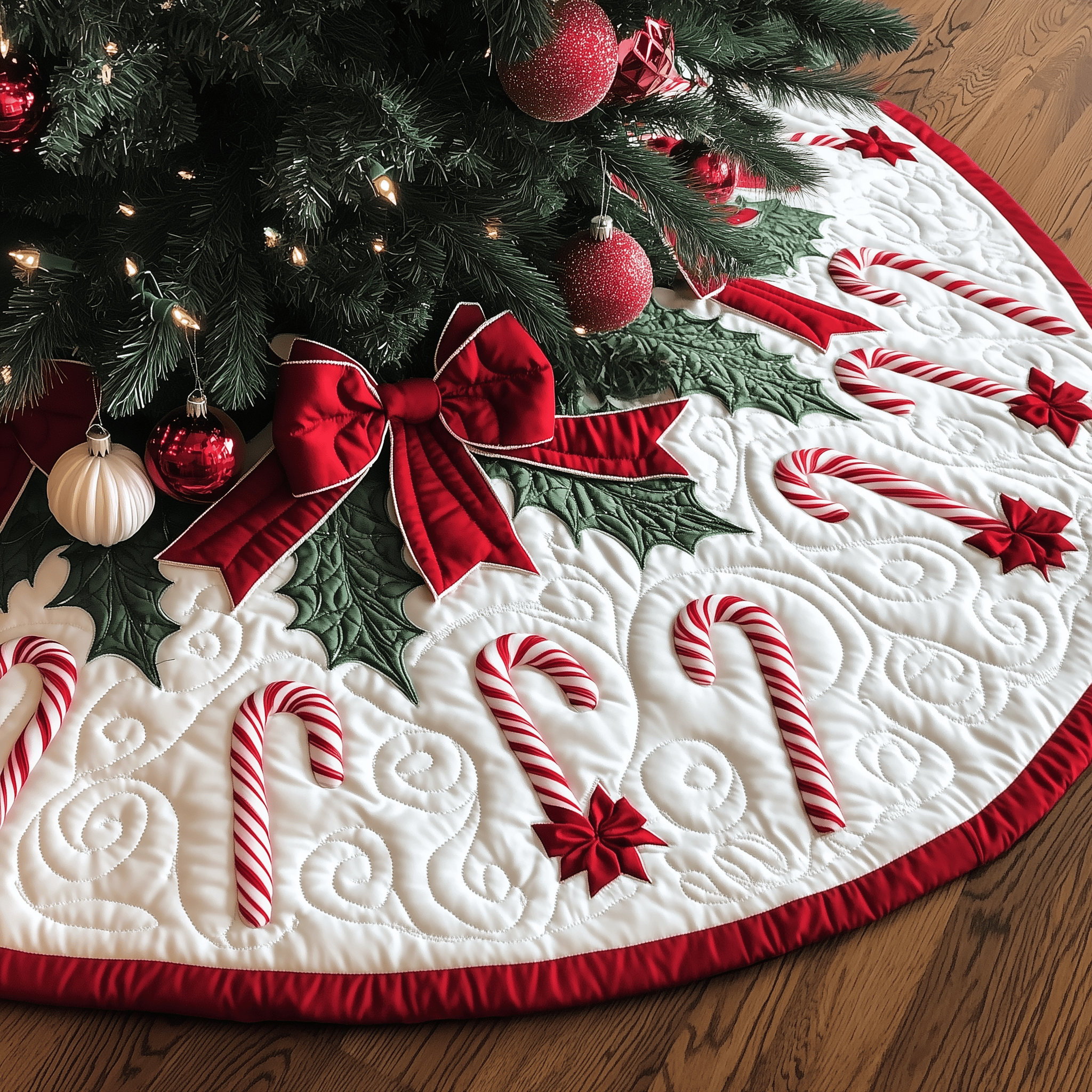 Christmas Candy Canes Quilted Tree Skirt Feel the Spirit of the Holidays with a Trusted Tree Skirt Christmas Candy Canes Quilted Tree Skirt Feel the Spirit of the Holidays with a Trusted Tree Skirt