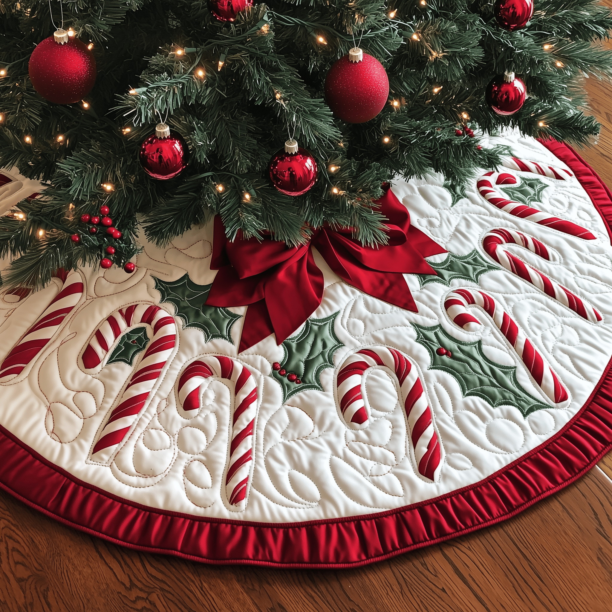 Christmas Candy Canes Quilted Tree Skirt Protect Your Home with a Tree Skirt Designed for Joy Christmas Candy Canes Quilted Tree Skirt Protect Your Home with a Tree Skirt Designed for Joy