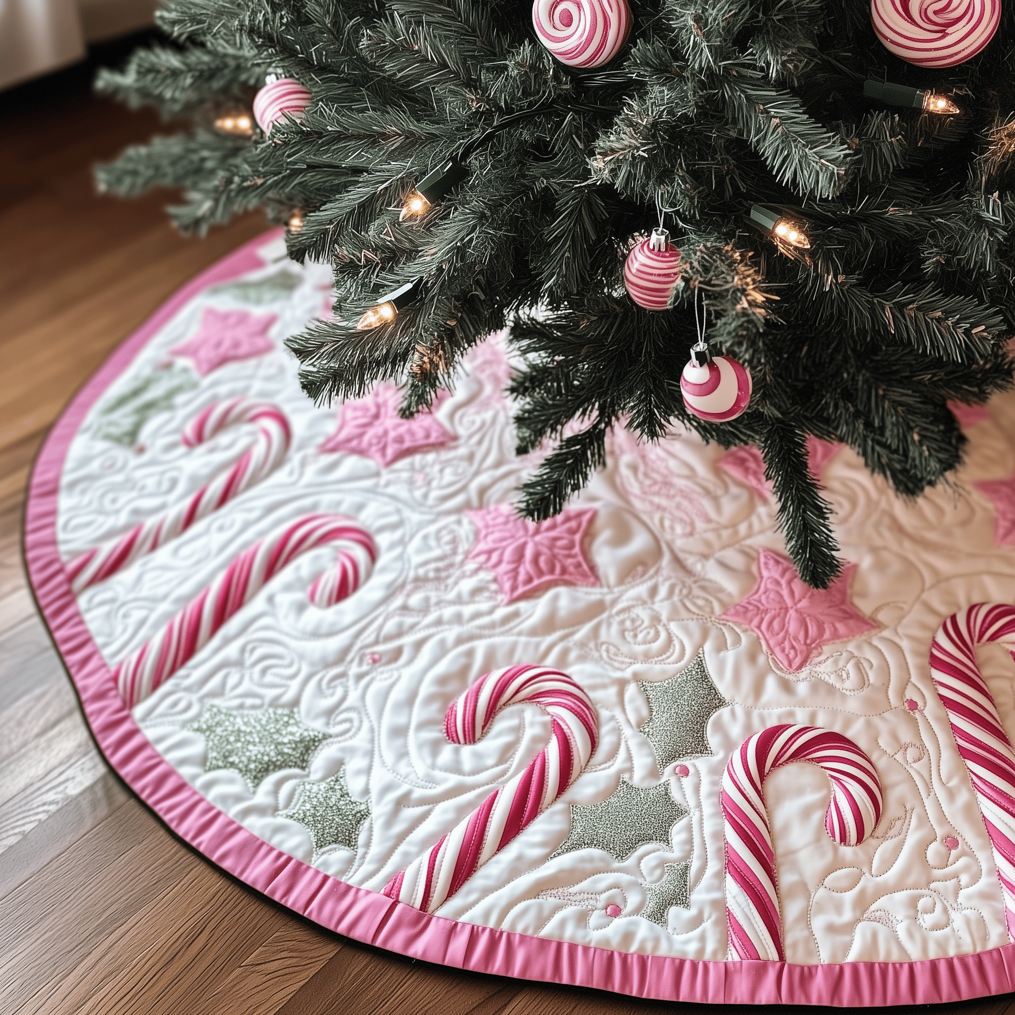 Christmas Candy Canes Quilted Tree Skirt Transform Your Holidays with a Safe and Elegant Tree Skirt Christmas Candy Canes Quilted Tree Skirt Transform Your Holidays with a Safe and Elegant Tree Skirt