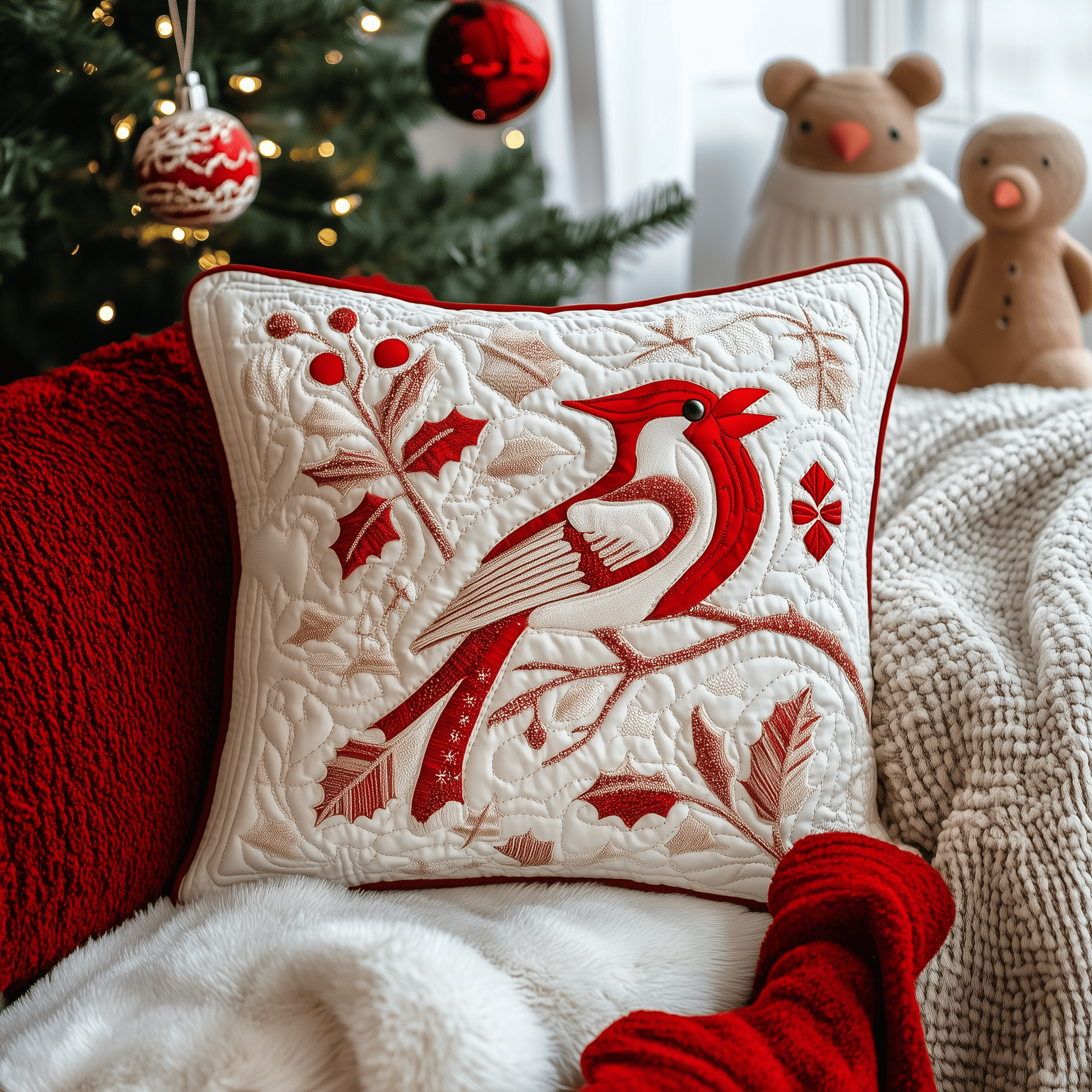 Christmas Cardinal Quilted Pillow Case Cotton Comfort Meets Durability in Our Pillow Cases Christmas Cardinal Quilted Pillow Case Cotton Comfort Meets Durability in Our Pillow Cases