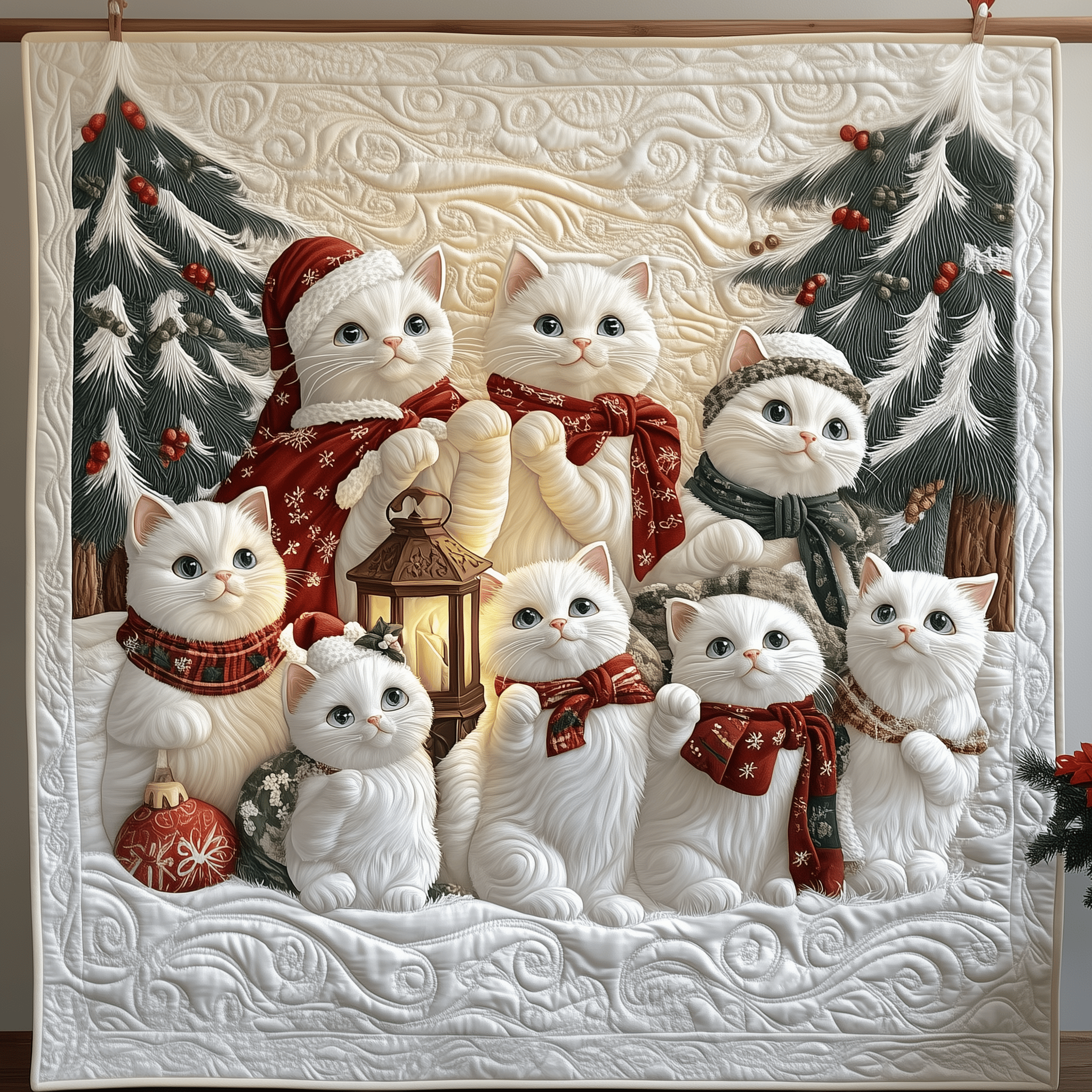 Christmas Cat Quilted Blanket Feel Closer to Your Loved Ones with a Shared Blanket Christmas Cat Quilted Blanket Feel Closer to Your Loved Ones with a Shared Blanket