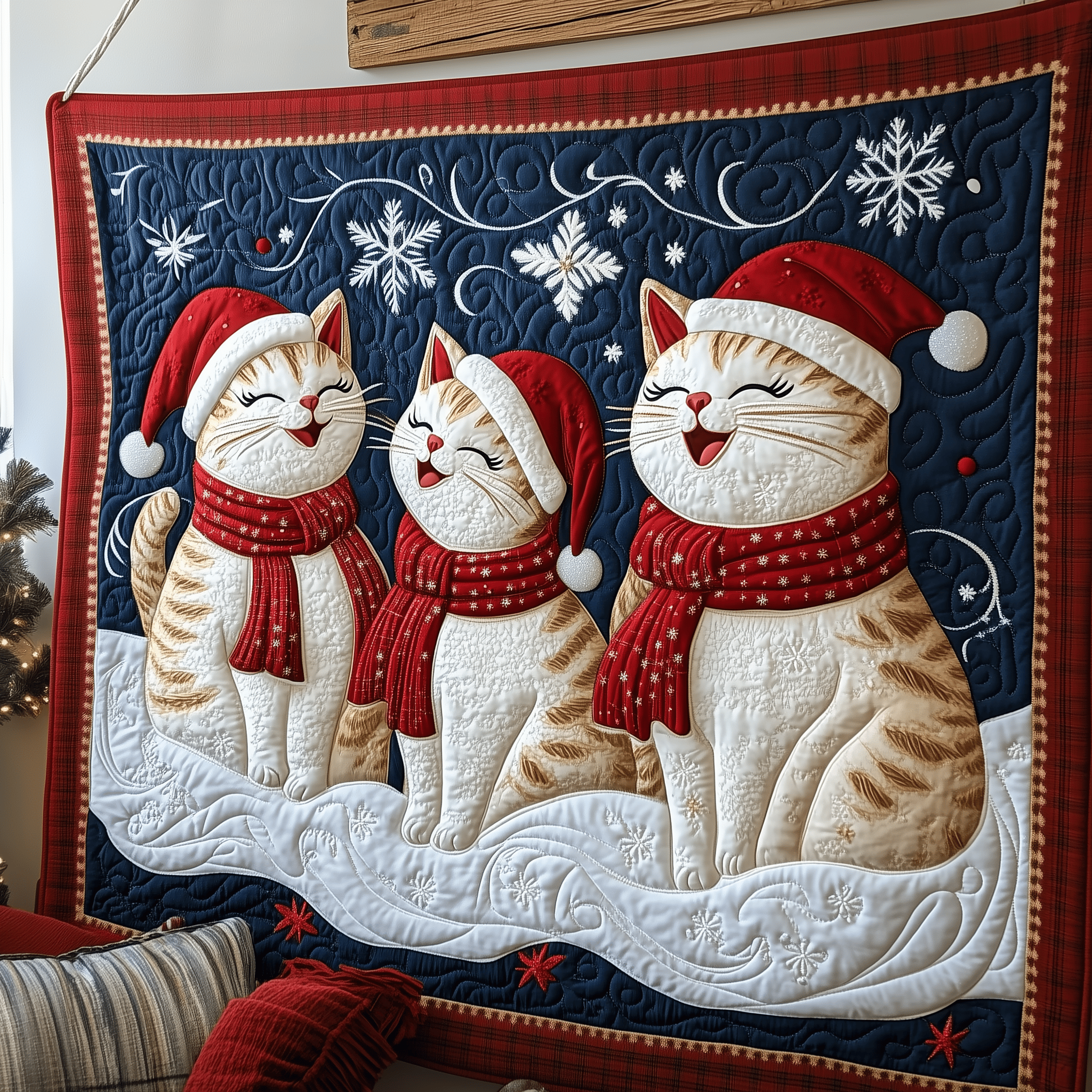 Christmas Cat Quilted Blanket Feel the Bond of Home with Our Family-Friendly Blanket Christmas Cat Quilted Blanket Feel the Bond of Home with Our Family-Friendly Blanket