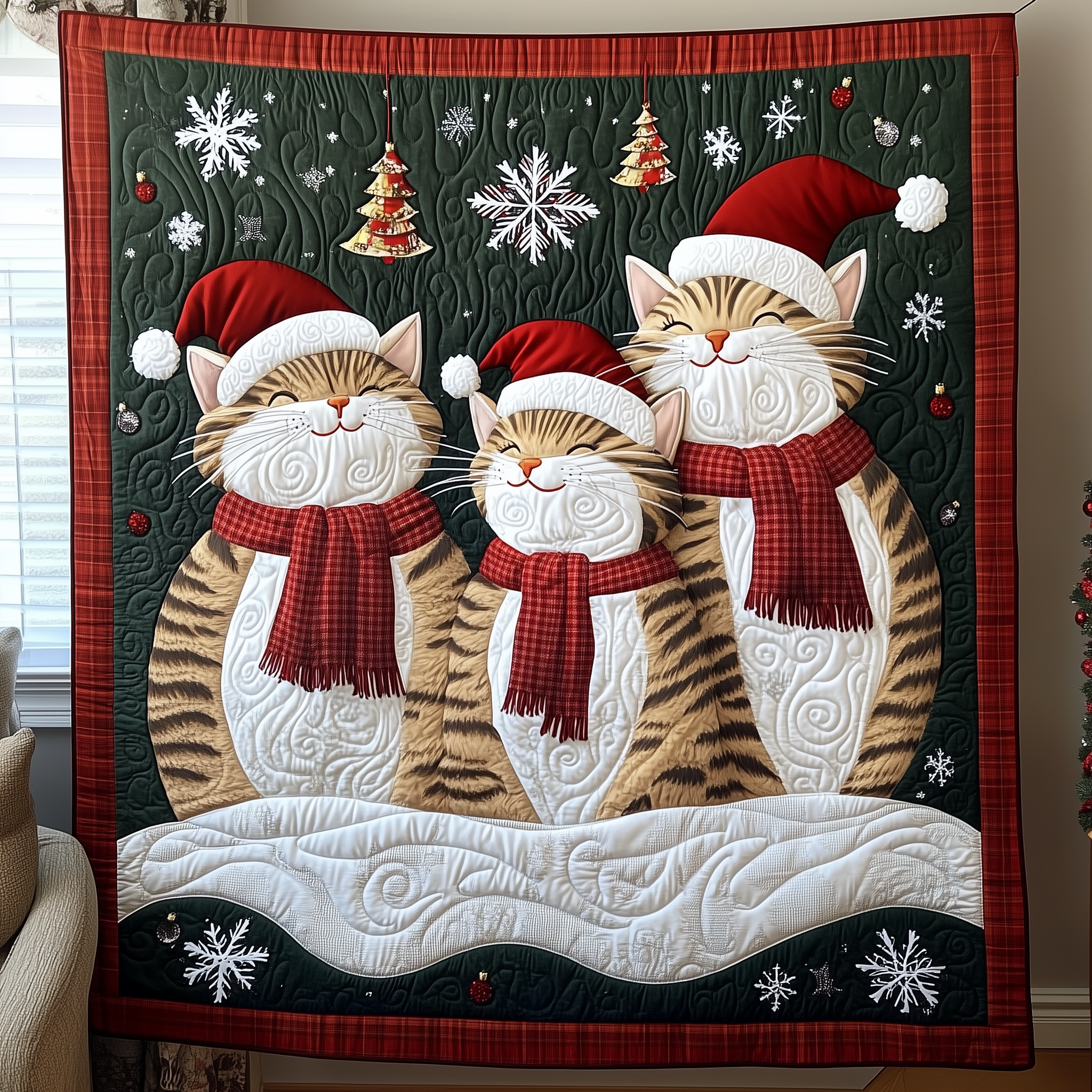 Christmas Cat Quilted Blanket Snuggle Up with a Blanket That Brings Everyone Closer Christmas Cat Quilted Blanket Snuggle Up with a Blanket That Brings Everyone Closer