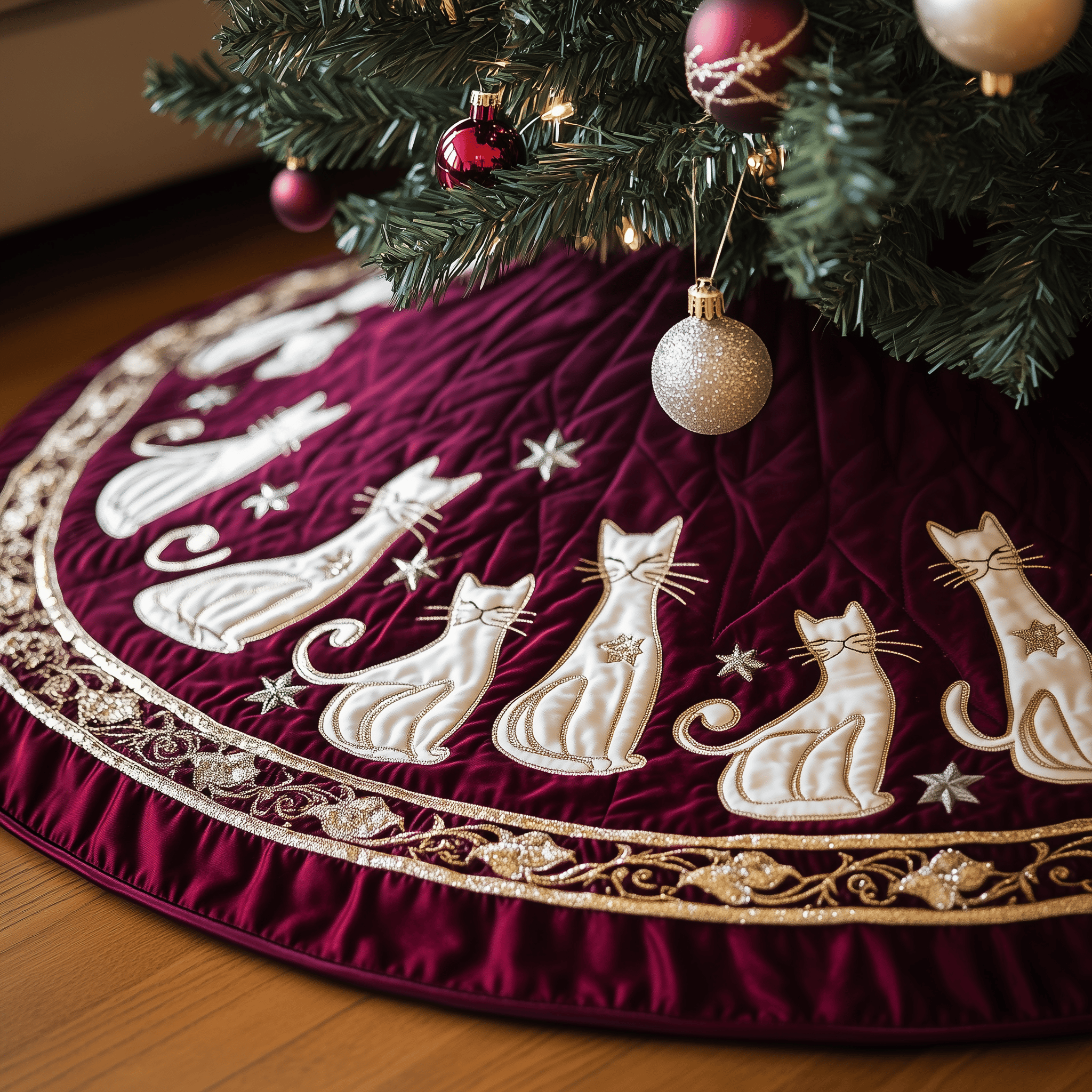 Christmas Cat Quilted Tree Skirt Celebrate with Grace and Safety in Every Detail Christmas Cat Quilted Tree Skirt Celebrate with Grace and Safety in Every Detail