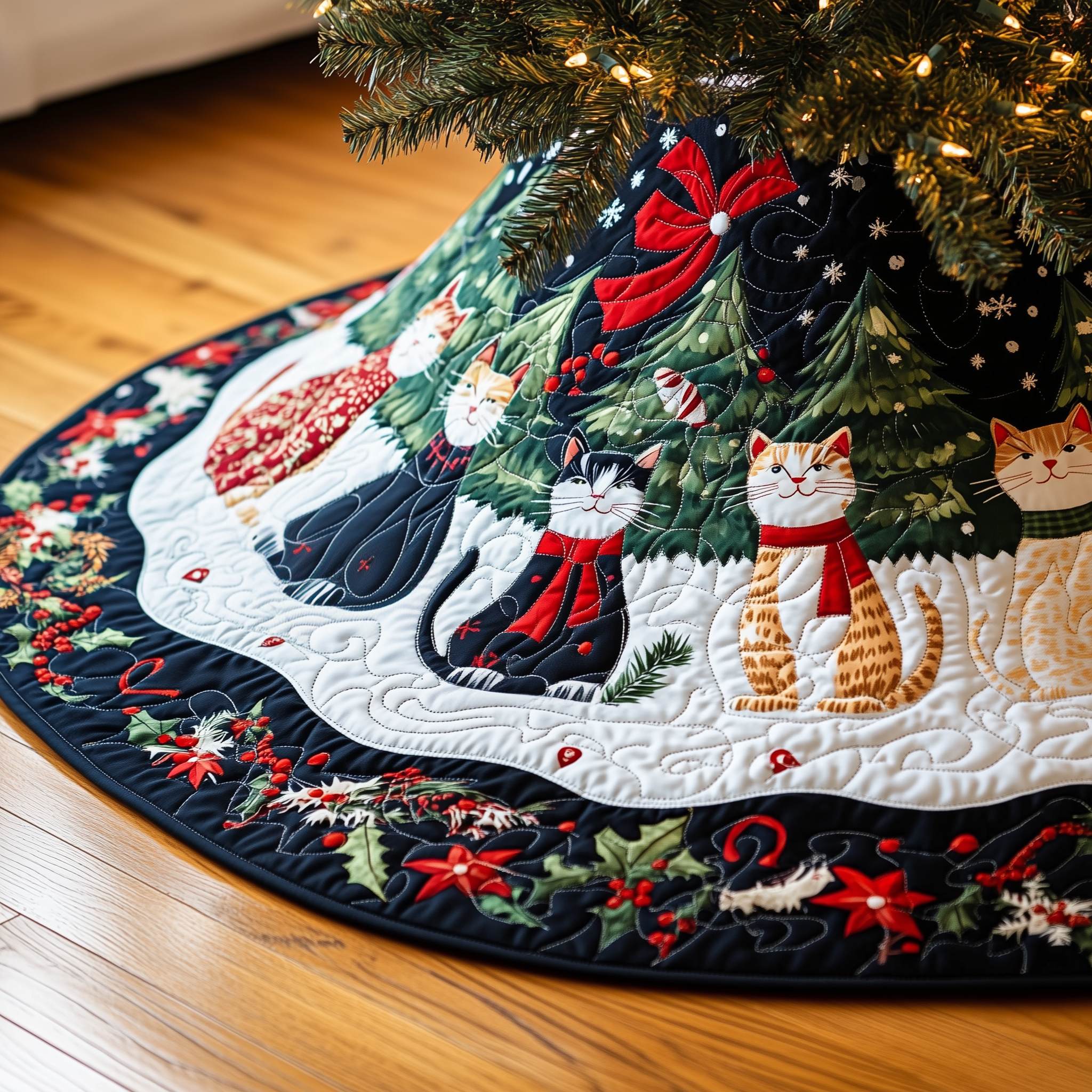 Christmas Cat Quilted Tree Skirt Style Meets Comfort in the Perfect Christmas Tree Skirt Christmas Cat Quilted Tree Skirt Style Meets Comfort in the Perfect Christmas Tree Skirt