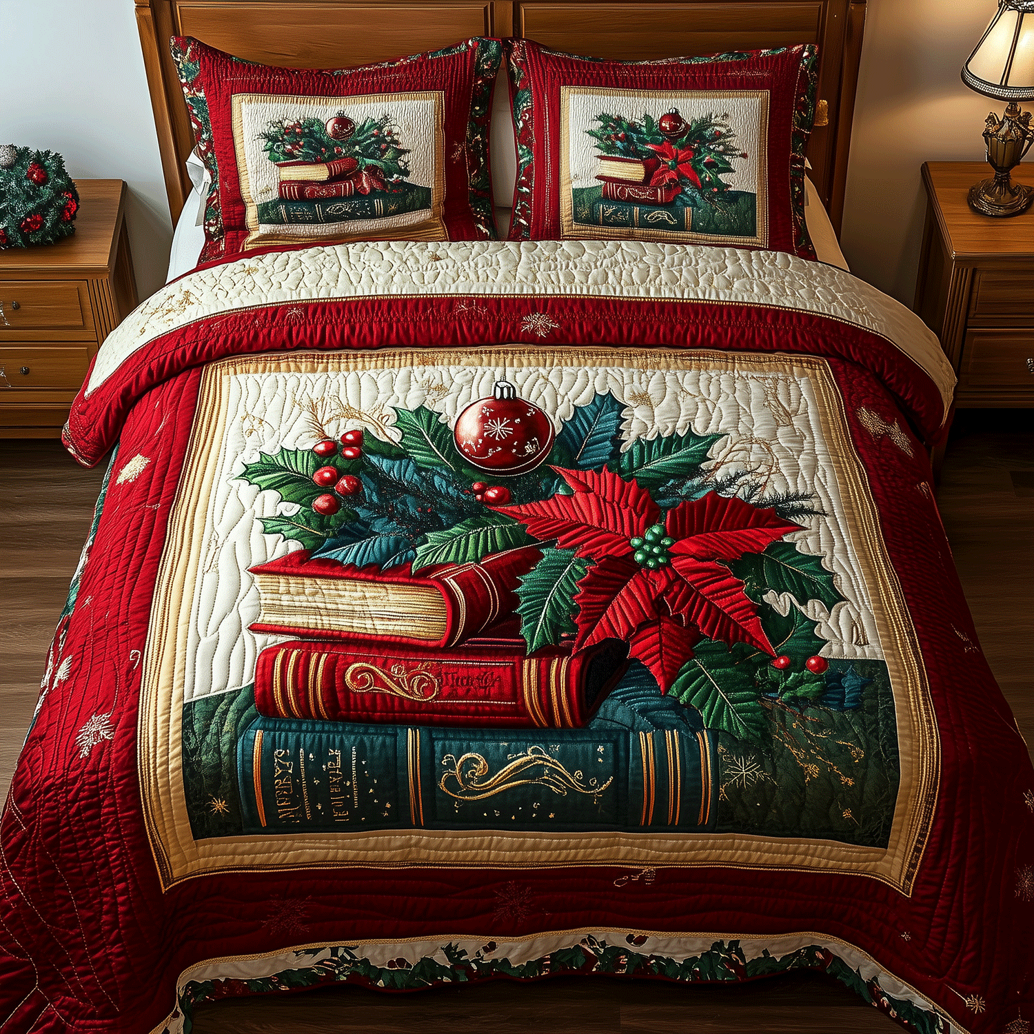 Christmas Chapters Quilted Bedding Set Gifts For Readers Christmas Chapters Quilted Bedding Set Gifts For Readers