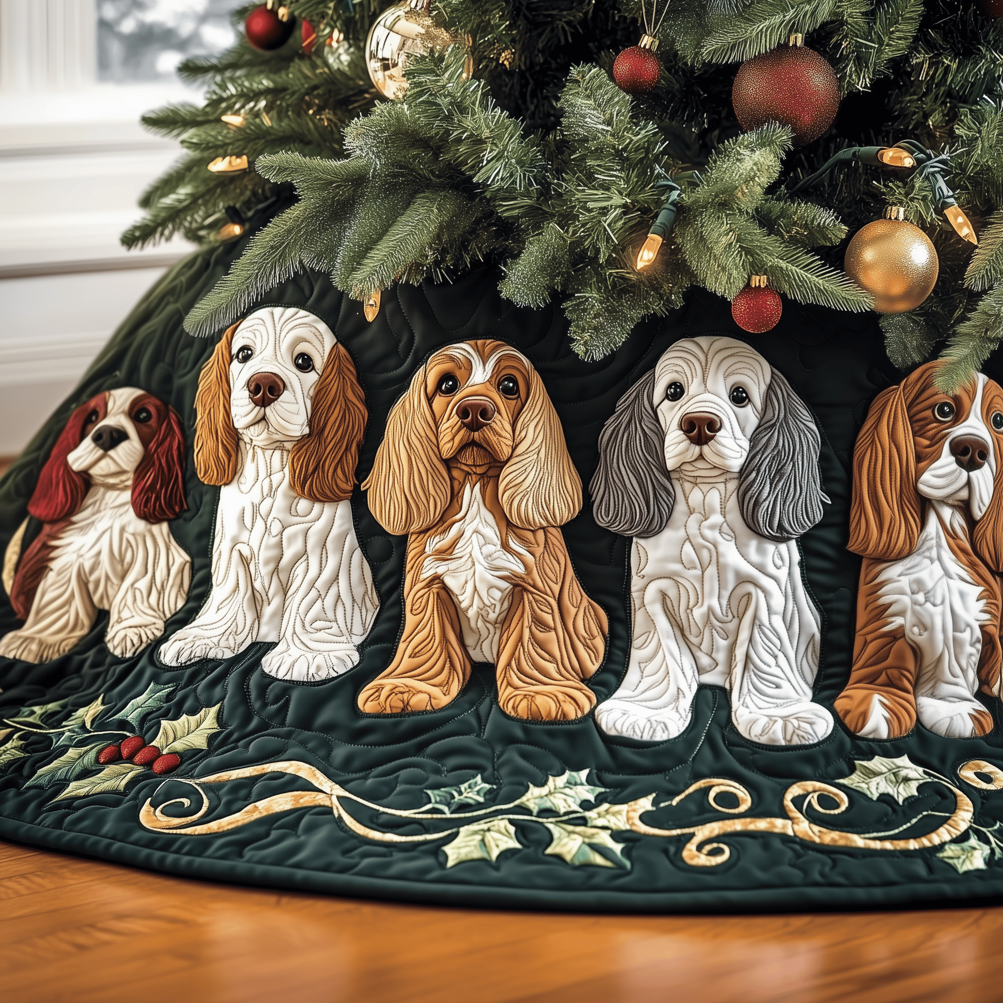 Christmas Cocker Spaniel Quilted Tree Skirt Celebrate Traditions Safely with a Timeless Tree Skirt Christmas Cocker Spaniel Quilted Tree Skirt Celebrate Traditions Safely with a Timeless Tree Skirt