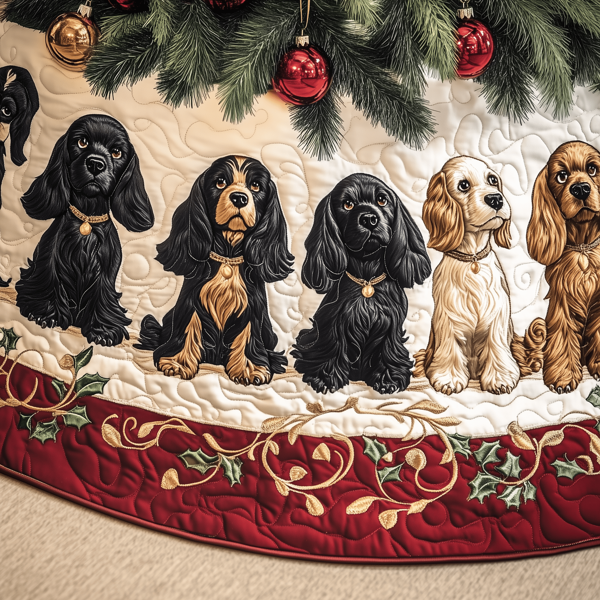 Christmas Cocker Spaniel Quilted Tree Skirt Make Every Holiday Moment Bright with a Chic Tree Skirt Christmas Cocker Spaniel Quilted Tree Skirt Make Every Holiday Moment Bright with a Chic Tree Skirt