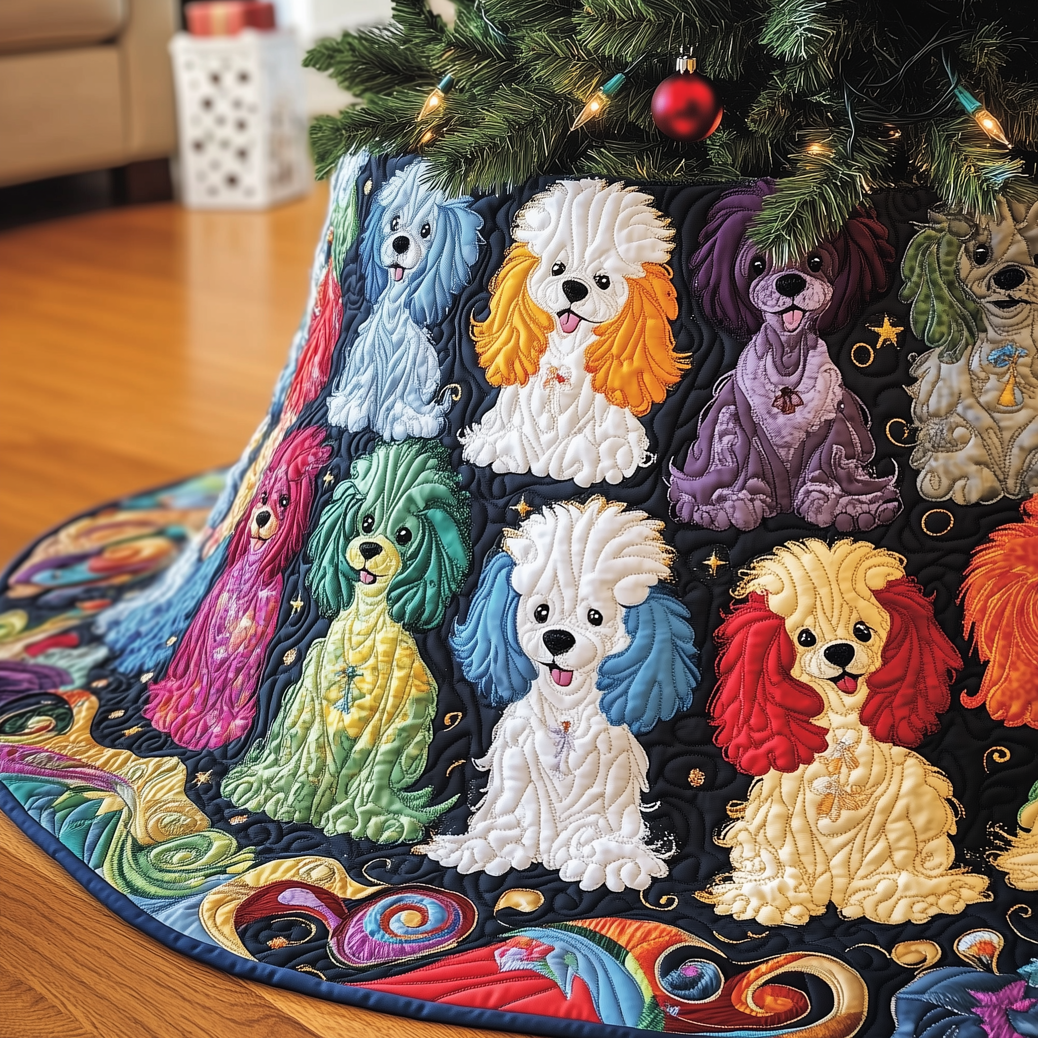Christmas Colorful Poodle Quilted Tree Skirt Bring Joy to Your Home with a Trustworthy Tree Skirt Christmas Colorful Poodle Quilted Tree Skirt Bring Joy to Your Home with a Trustworthy Tree Skirt