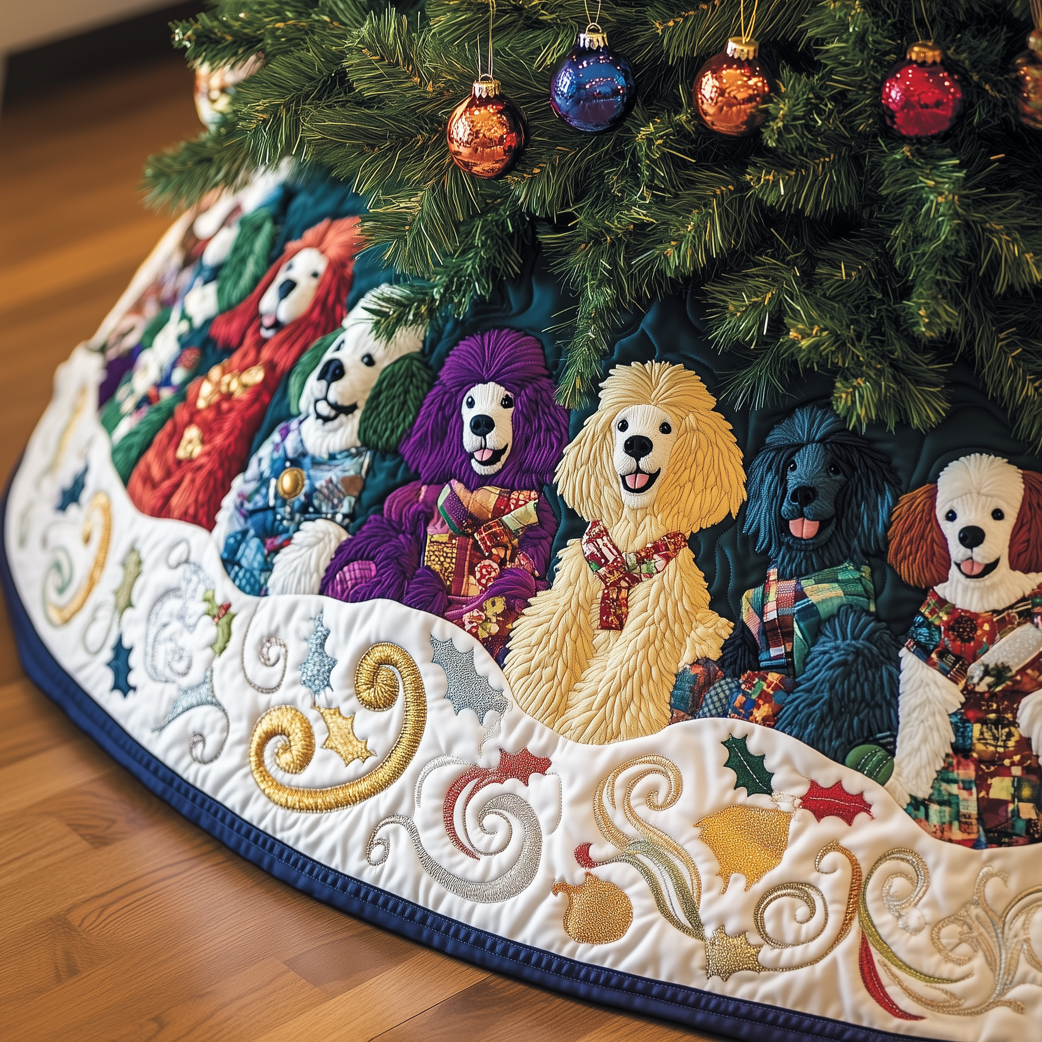 Christmas Colorful Poodle Quilted Tree Skirt Celebrate Without Worry Choose a Secure Tree Skirt Christmas Colorful Poodle Quilted Tree Skirt Celebrate Without Worry Choose a Secure Tree Skirt