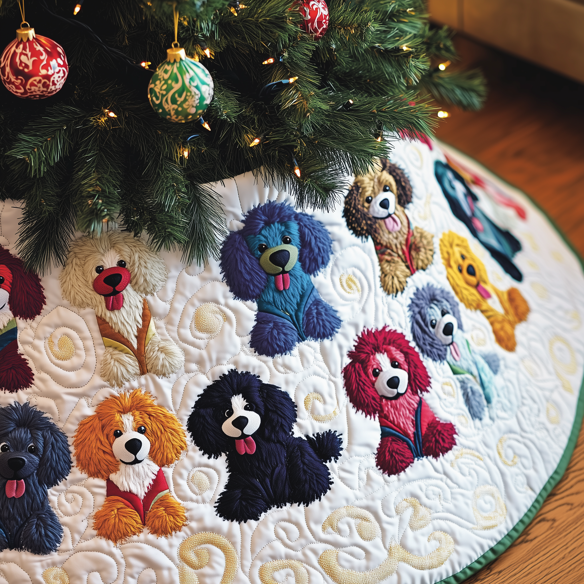 Christmas Colorful Poodle Quilted Tree Skirt Keep Your Loved Ones Safe with the Perfect Tree Skirt Christmas Colorful Poodle Quilted Tree Skirt Keep Your Loved Ones Safe with the Perfect Tree Skirt