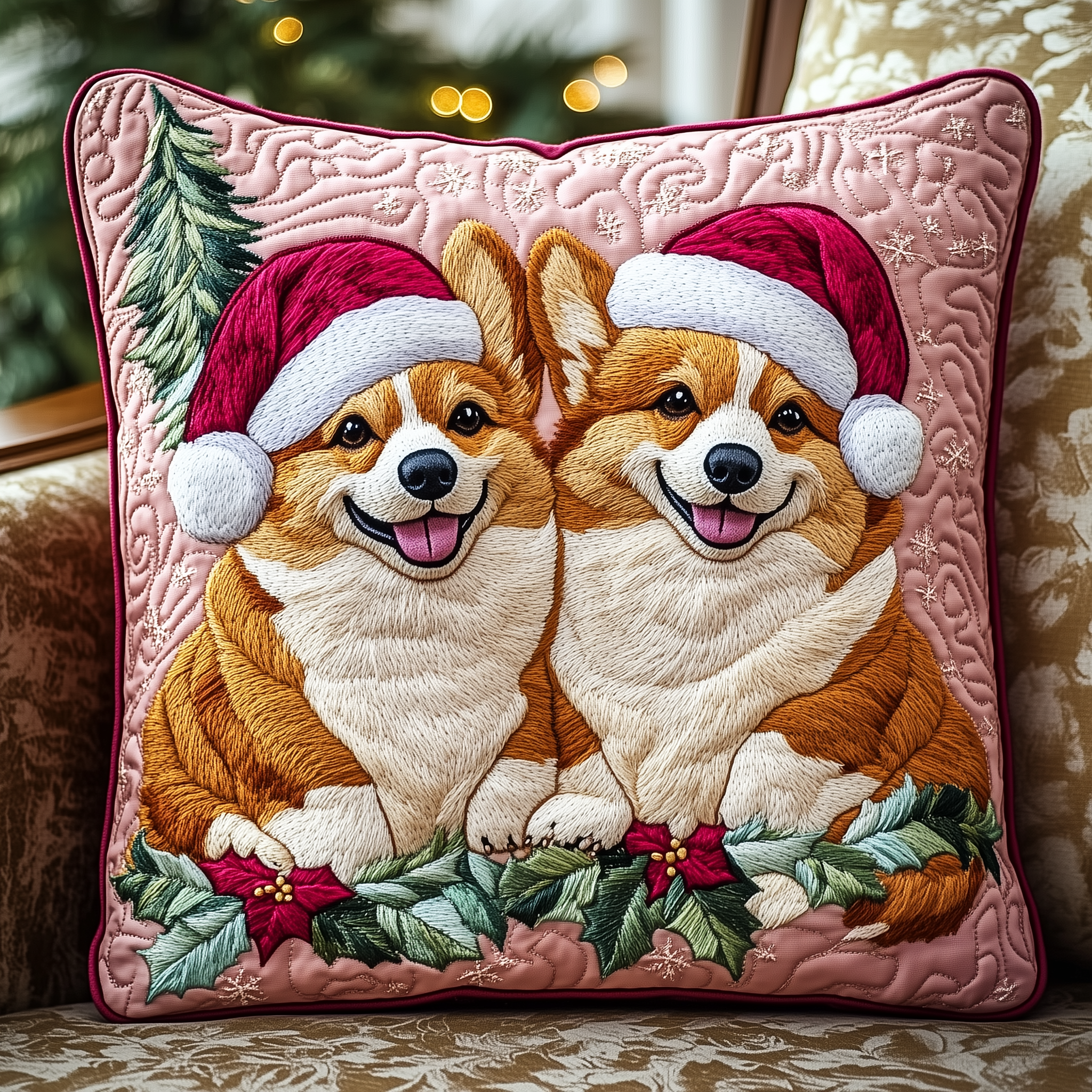 Christmas Corgi Couple Quilted Pillow Case A Pillow Case That Combines Fashion and Functionality Christmas Corgi Couple Quilted Pillow Case A Pillow Case That Combines Fashion and Functionality