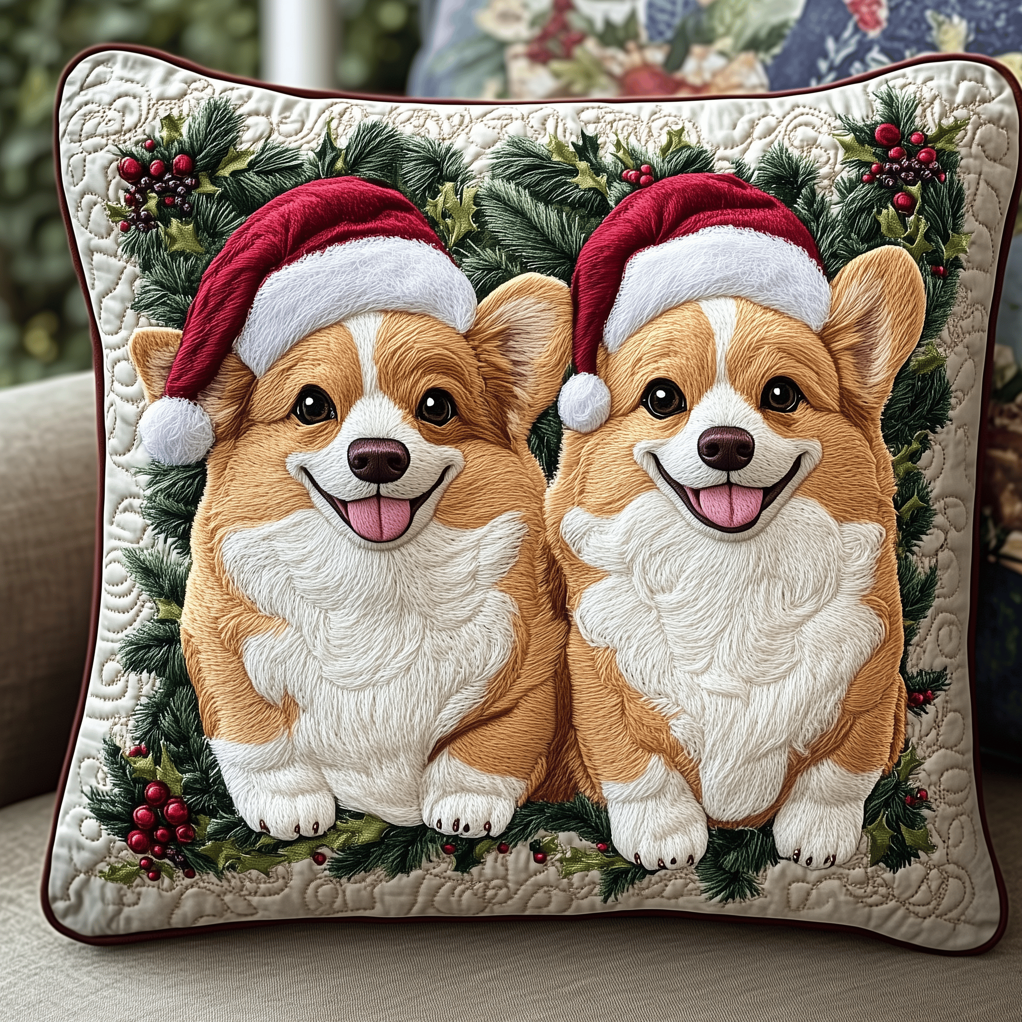 Christmas Corgi Couple Quilted Pillow Case Chic Pillow Cases for a Bedroom That Stands Out Christmas Corgi Couple Quilted Pillow Case Chic Pillow Cases for a Bedroom That Stands Out
