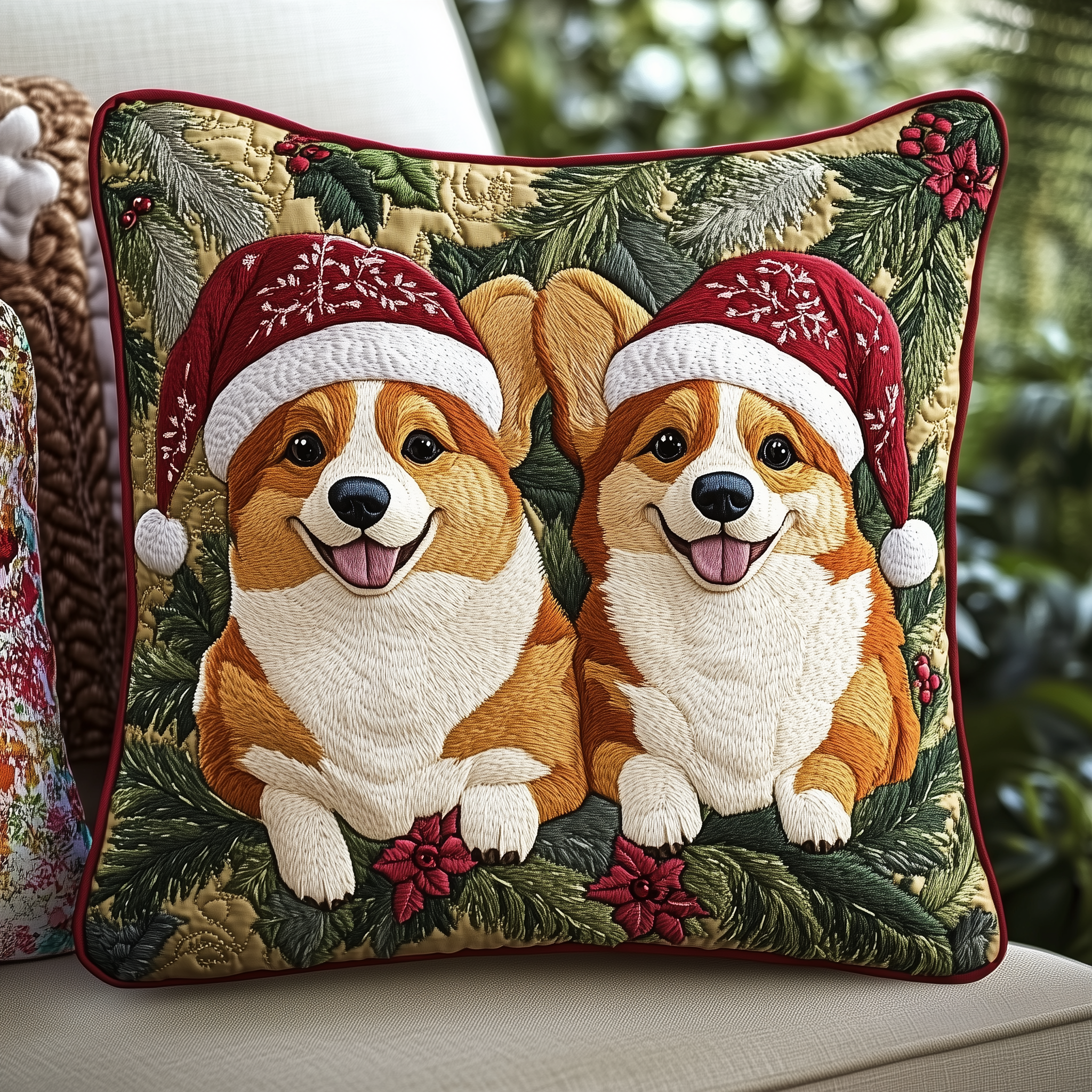Christmas Corgi Couple Quilted Pillow Case Feel at Peace Every Night with a Cozy Pillow Case Christmas Corgi Couple Quilted Pillow Case Feel at Peace Every Night with a Cozy Pillow Case