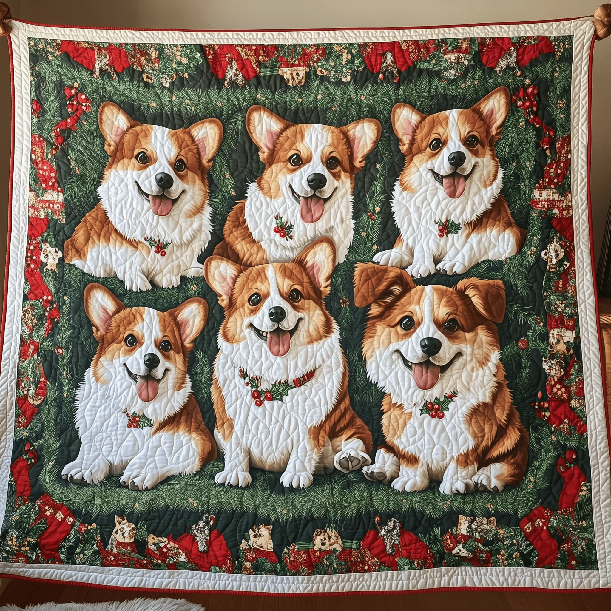 Christmas Corgi Quilted Blanket Feel the Joy of Togetherness with Our Cozy Blanket Christmas Corgi Quilted Blanket Feel the Joy of Togetherness with Our Cozy Blanket