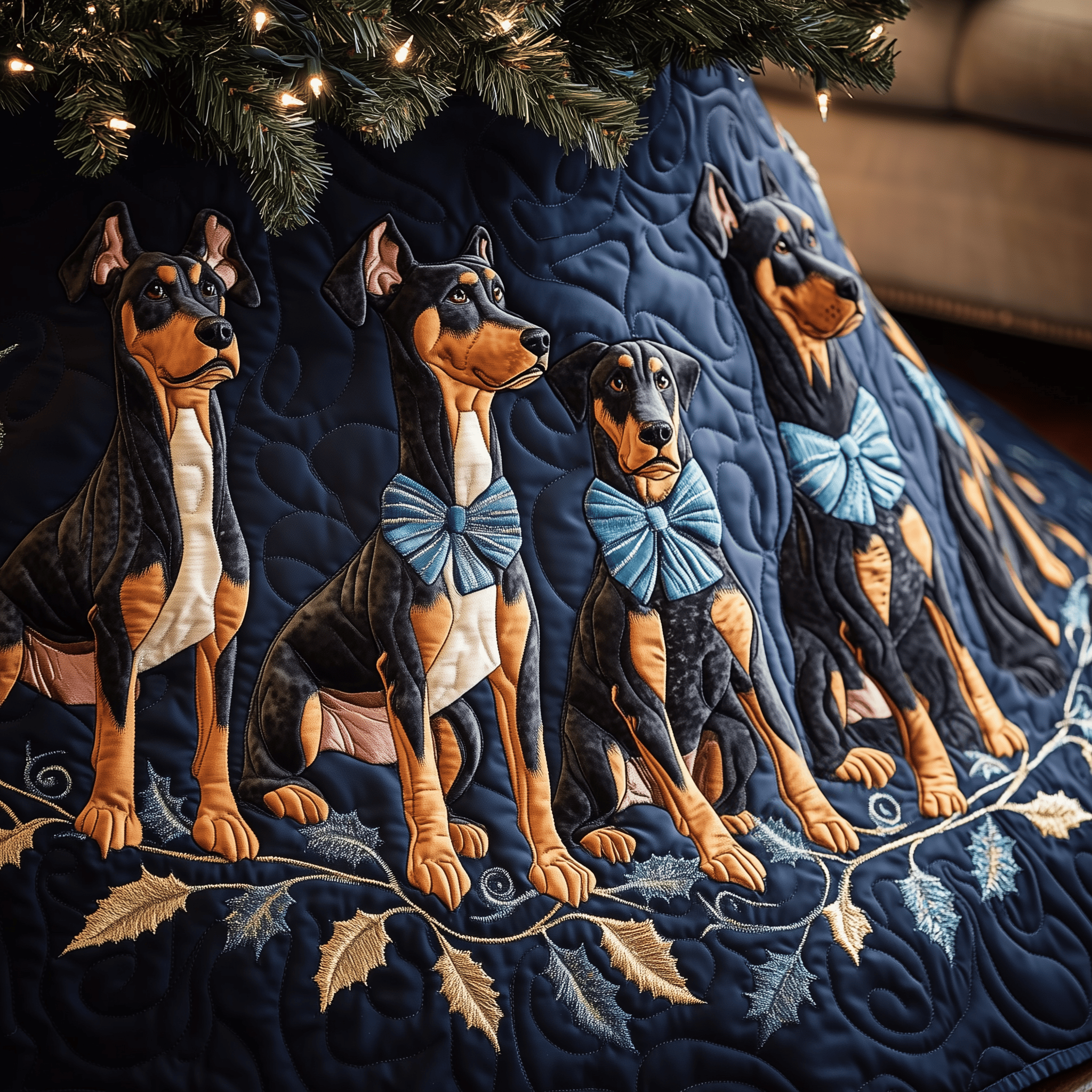 Christmas Doberman Quilted Tree Skirt Feel Happy and Carefree with the Perfect Tree Skirt Christmas Doberman Quilted Tree Skirt Feel Happy and Carefree with the Perfect Tree Skirt