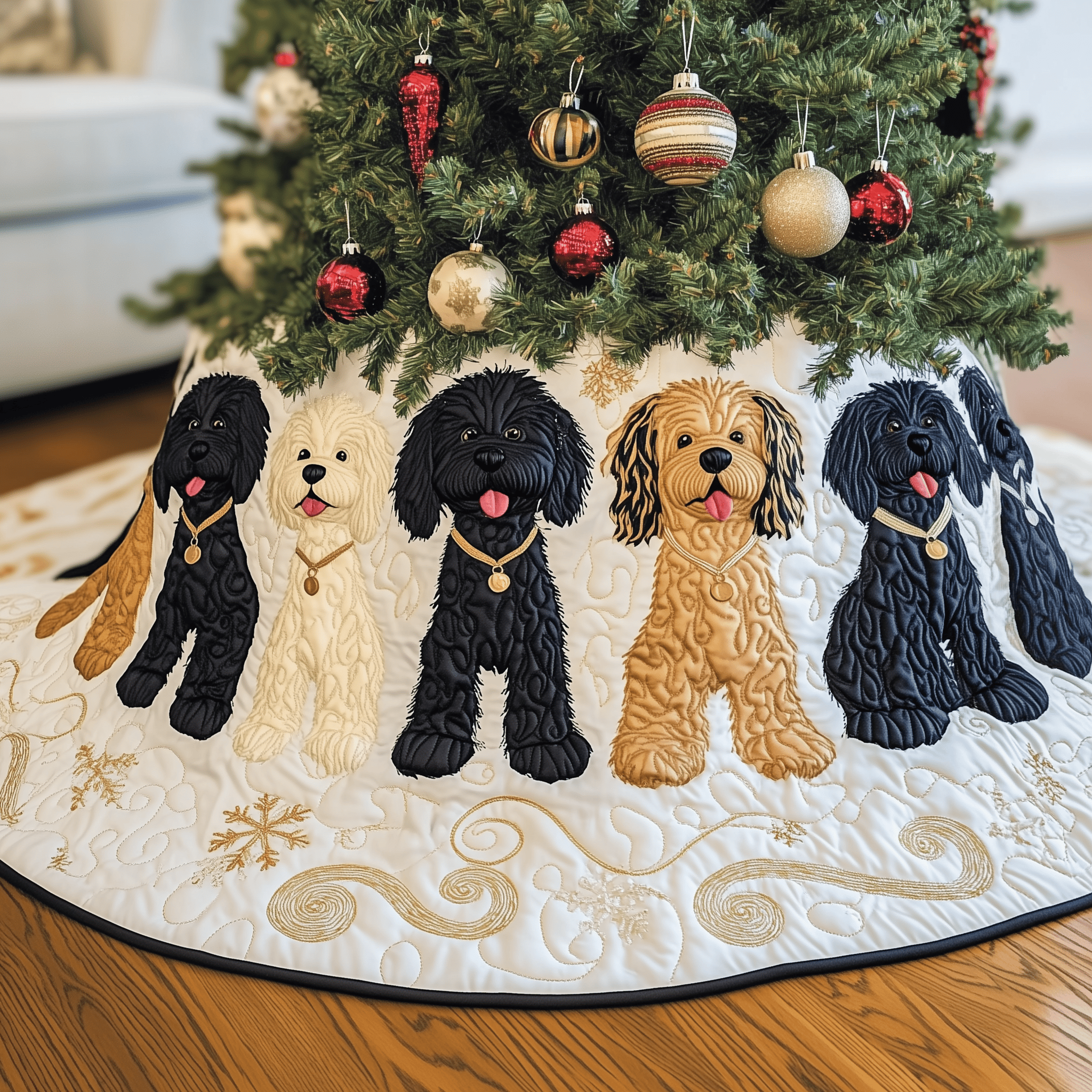 Christmas Doodle Dog Quilted Tree Skirt Feel the Essence of Christmas with a Perfect Tree Skirt Christmas Doodle Dog Quilted Tree Skirt Feel the Essence of Christmas with a Perfect Tree Skirt