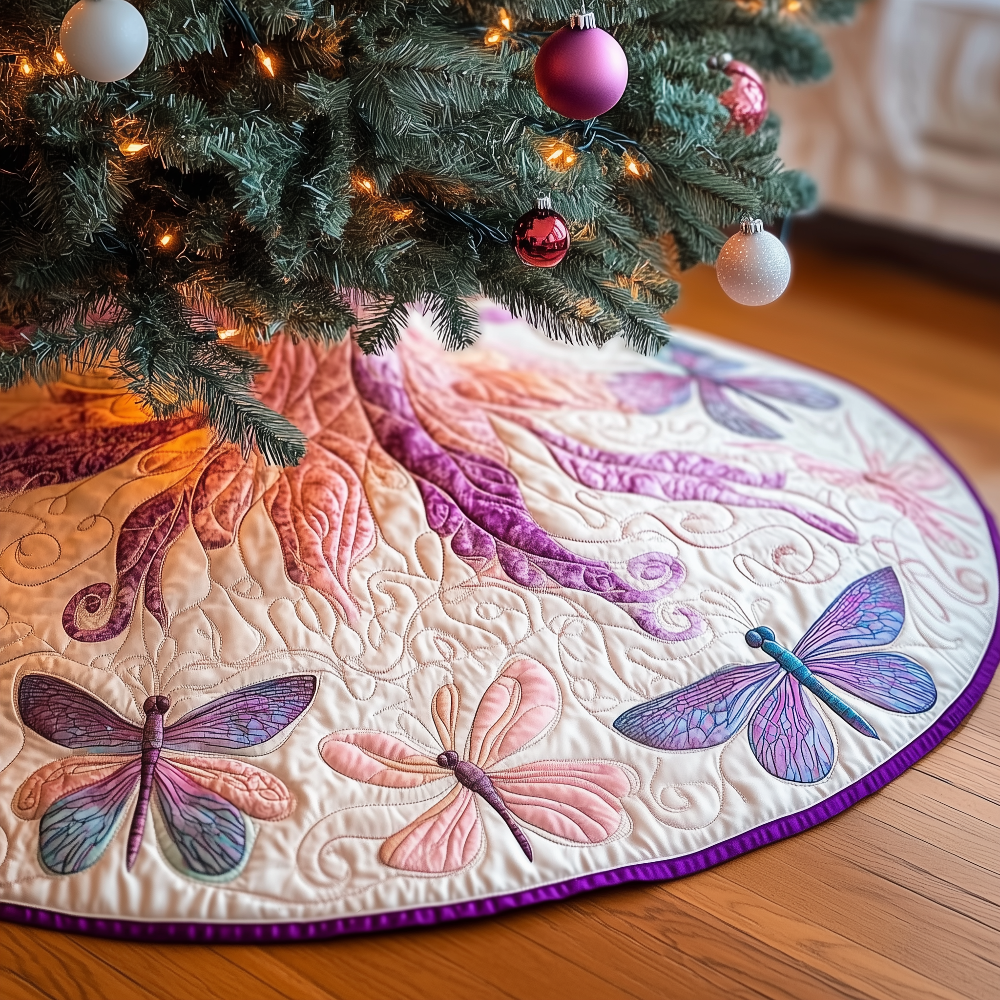 Christmas Dragonfly Quilted Tree Skirt Bring Life to Your Holidays with a Safe and Stylish Skirt Christmas Dragonfly Quilted Tree Skirt Bring Life to Your Holidays with a Safe and Stylish Skirt