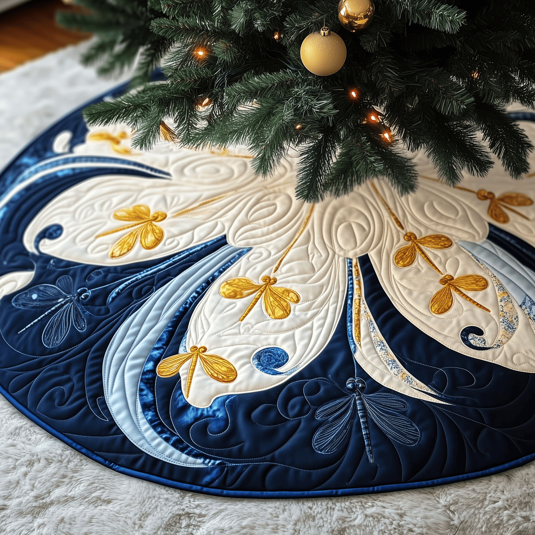 Christmas Dragonfly Quilted Tree Skirt Celebrate Simplicity and Style with a Protective Tree Skirt Christmas Dragonfly Quilted Tree Skirt Celebrate Simplicity and Style with a Protective Tree Skirt