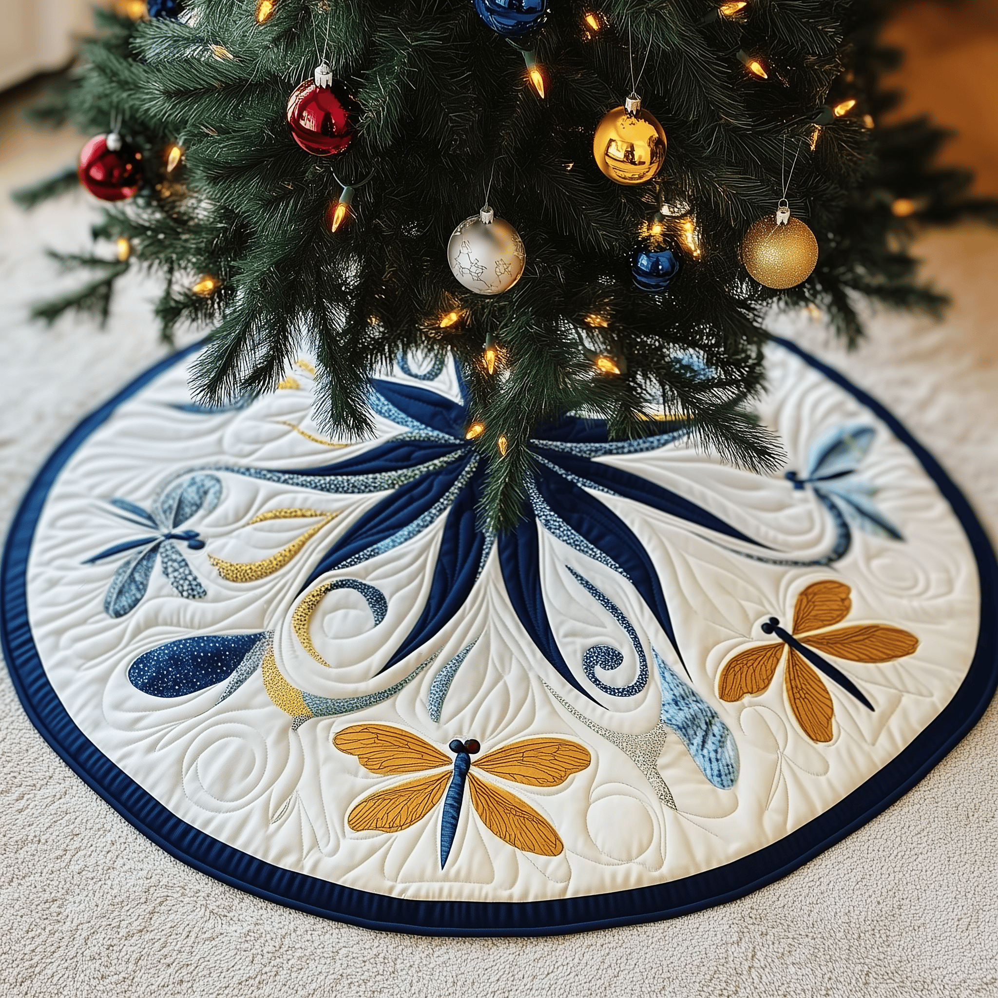 Christmas Dragonfly Quilted Tree Skirt Celebrate With Peace of Mind and a Durable Tree Skirt Christmas Dragonfly Quilted Tree Skirt Celebrate With Peace of Mind and a Durable Tree Skirt