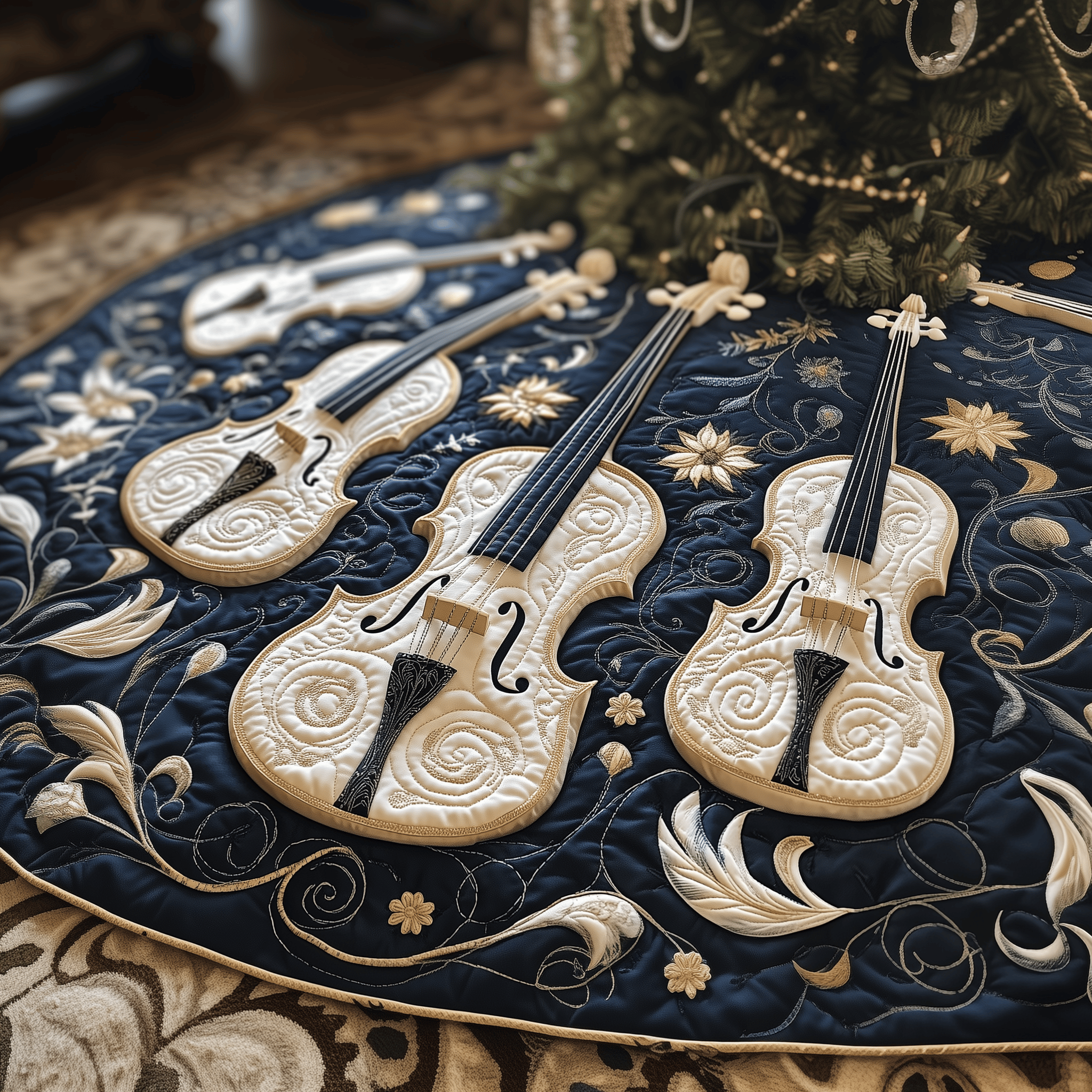 Christmas Elegant Violin Quilted Tree Skirt Celebrate Stress-Free with a Tree Skirt That Works Christmas Elegant Violin Quilted Tree Skirt Celebrate Stress-Free with a Tree Skirt That Works