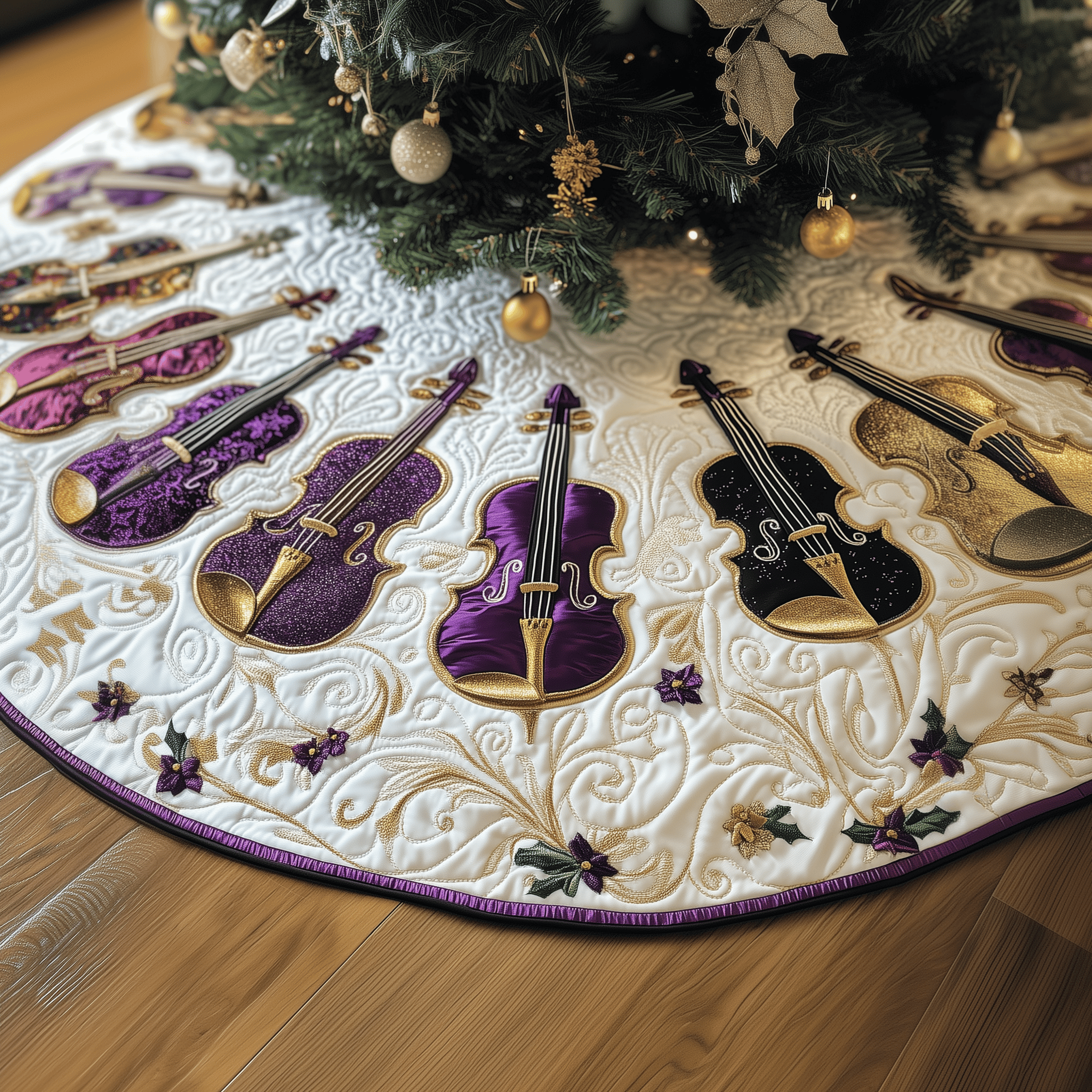Christmas Elegant Violin Quilted Tree Skirt Celebrate the Holidays the Right Way with a Perfect Tree Skirt Christmas Elegant Violin Quilted Tree Skirt Celebrate the Holidays the Right Way with a Perfect Tree Skirt
