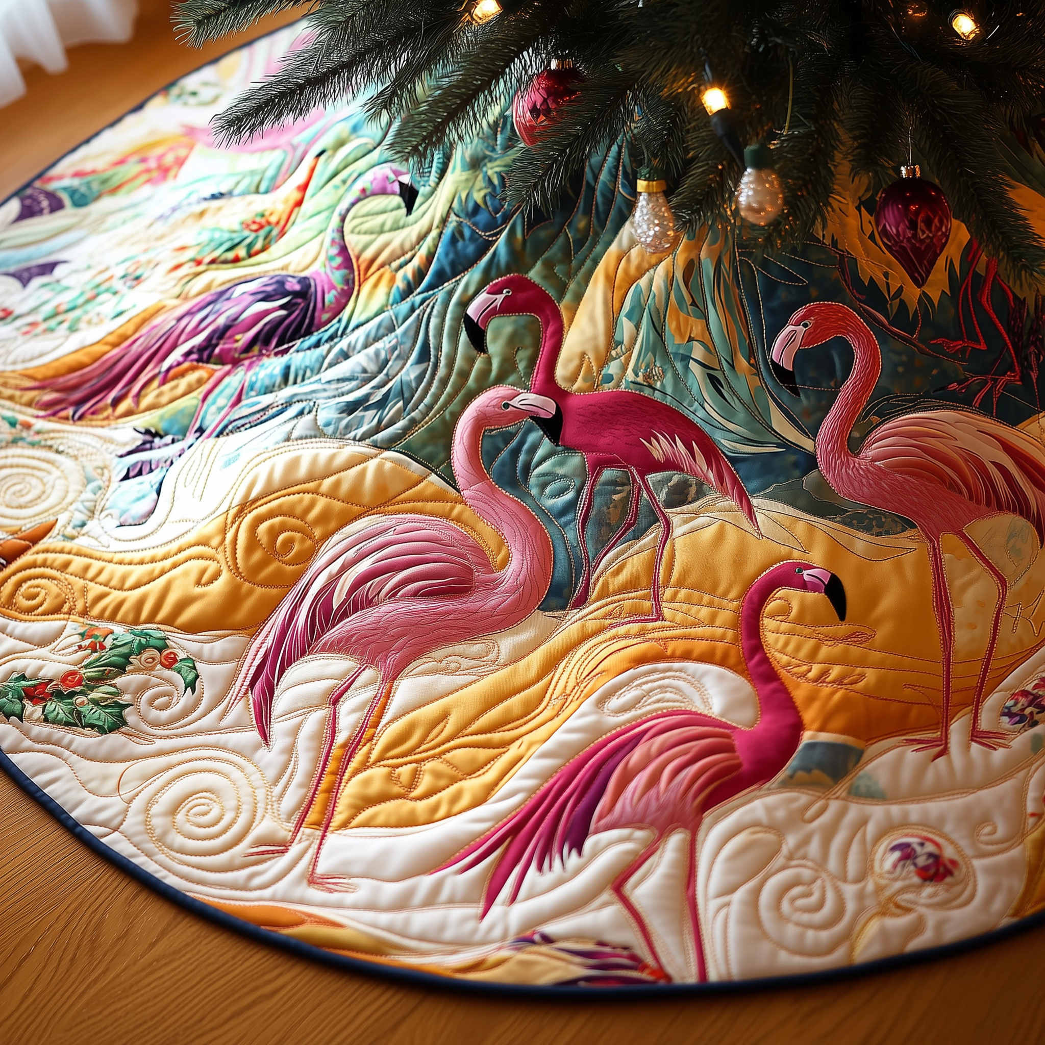 Christmas Flamingo Quilted Tree Skirt Feel Like Home with the Perfect Holiday Tree Skirt Christmas Flamingo Quilted Tree Skirt Feel Like Home with the Perfect Holiday Tree Skirt