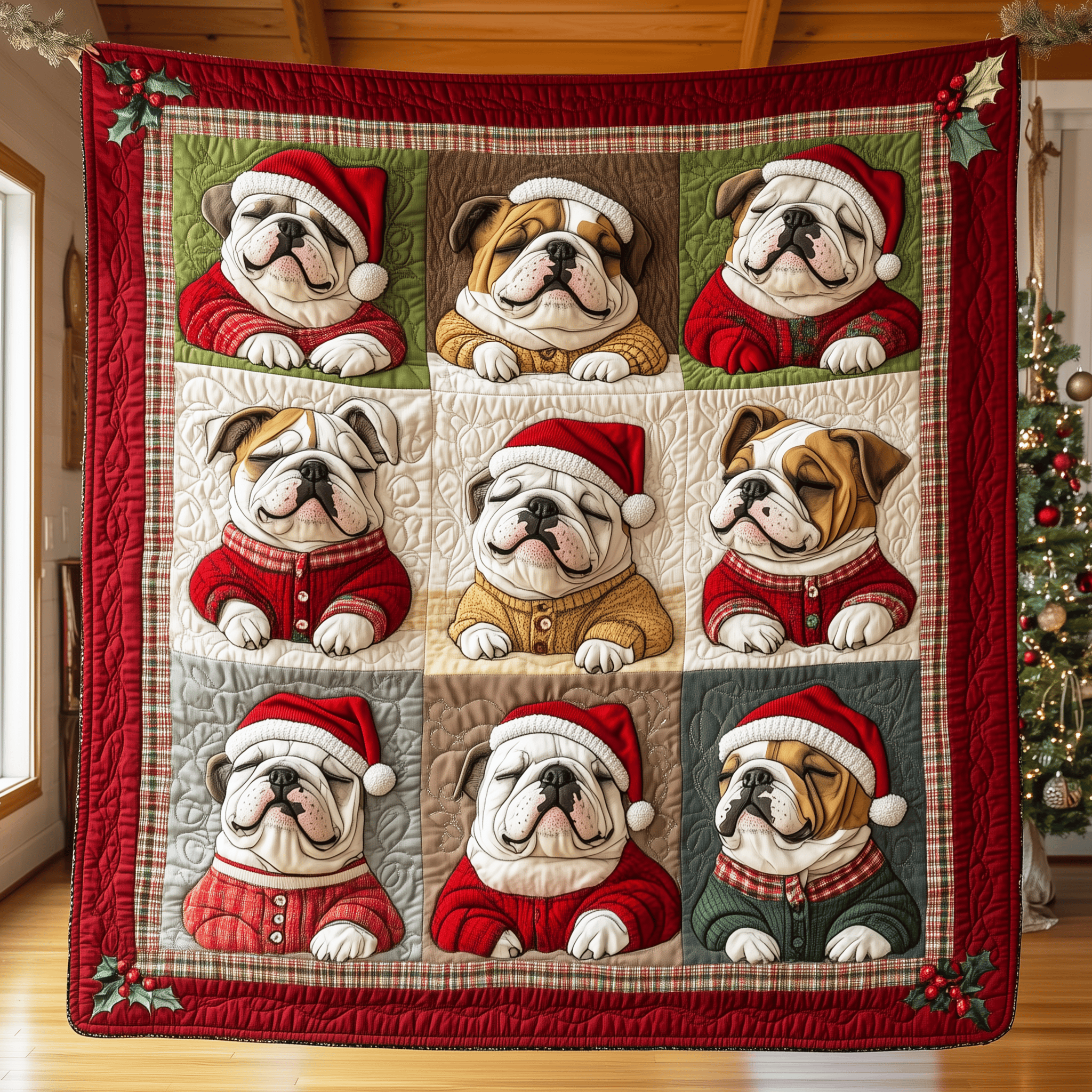 Christmas French Bulldog Quilted Blanket Feel the Versatility of a Blanket That Adapts to You Christmas French Bulldog Quilted Blanket Feel the Versatility of a Blanket That Adapts to You