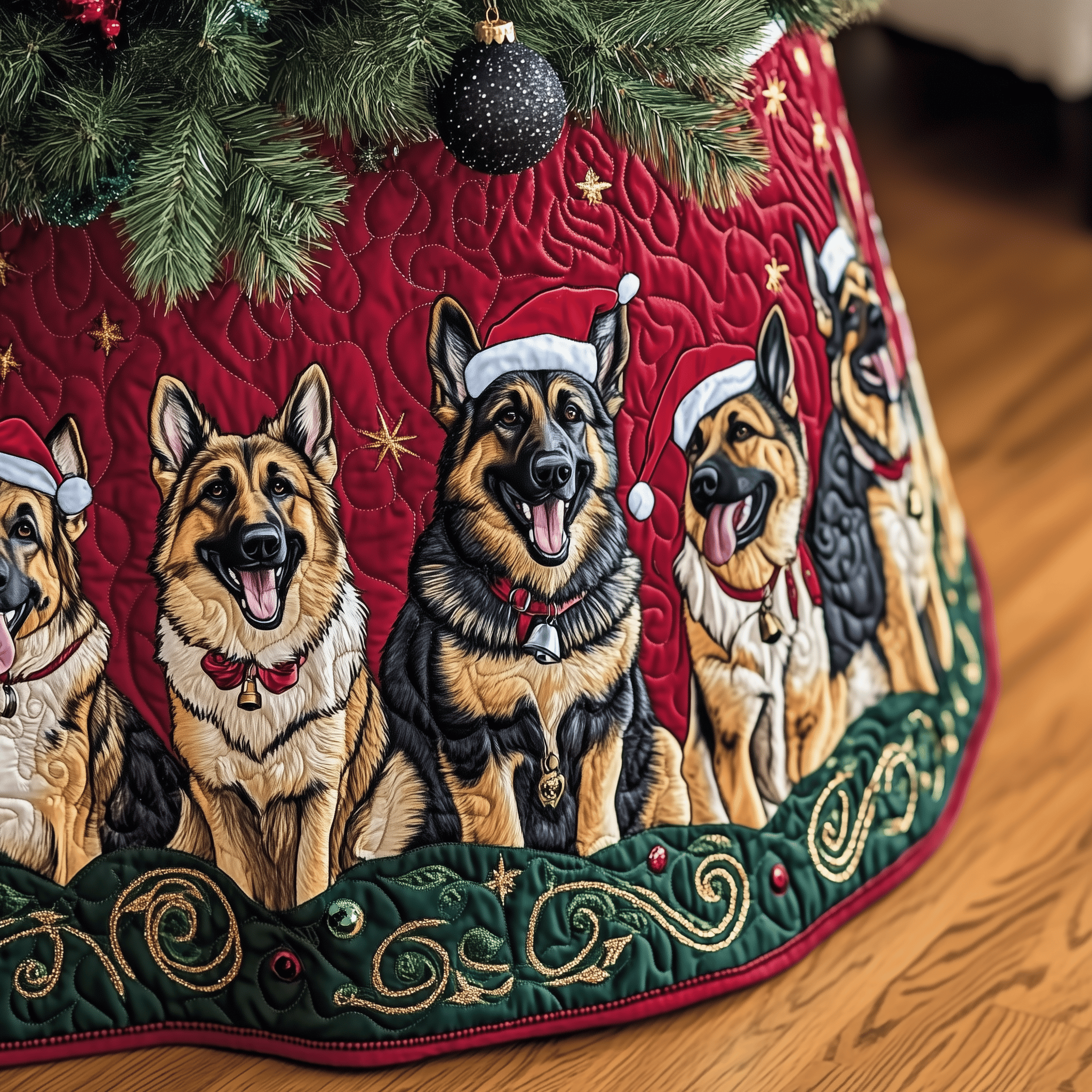 Christmas German Shepherd Quilted Tree Skirt Add Comfort and Joy to Your Home with a Durable Tree Skirt Christmas German Shepherd Quilted Tree Skirt Add Comfort and Joy to Your Home with a Durable Tree Skirt