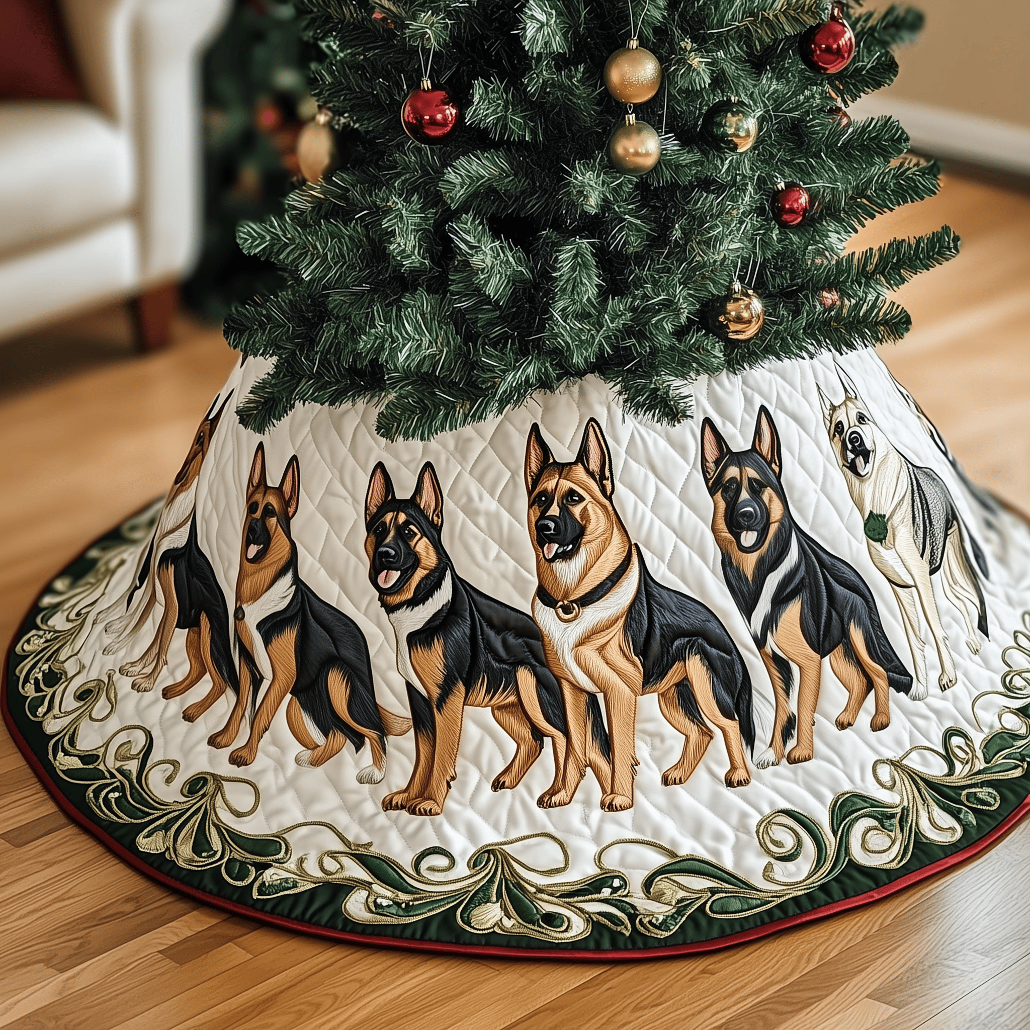 Christmas German Shepherd Quilted Tree Skirt Create Holiday Memories with a Safe and Chic Tree Skirt Christmas German Shepherd Quilted Tree Skirt Create Holiday Memories with a Safe and Chic Tree Skirt
