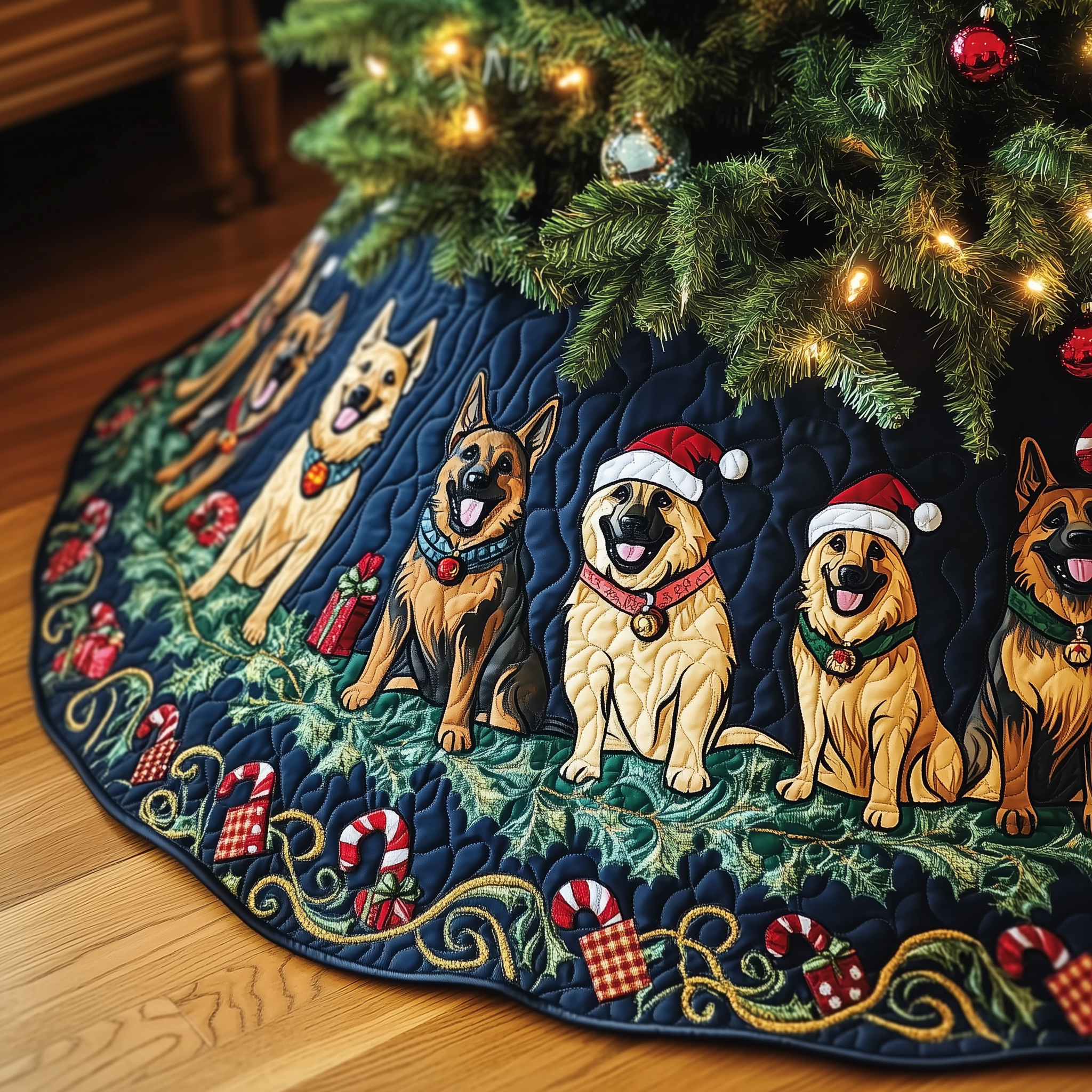 Christmas German Shepherd Quilted Tree Skirt Enjoy Peace of Mind This Holiday with the Perfect Tree Skirt Christmas German Shepherd Quilted Tree Skirt Enjoy Peace of Mind This Holiday with the Perfect Tree Skirt