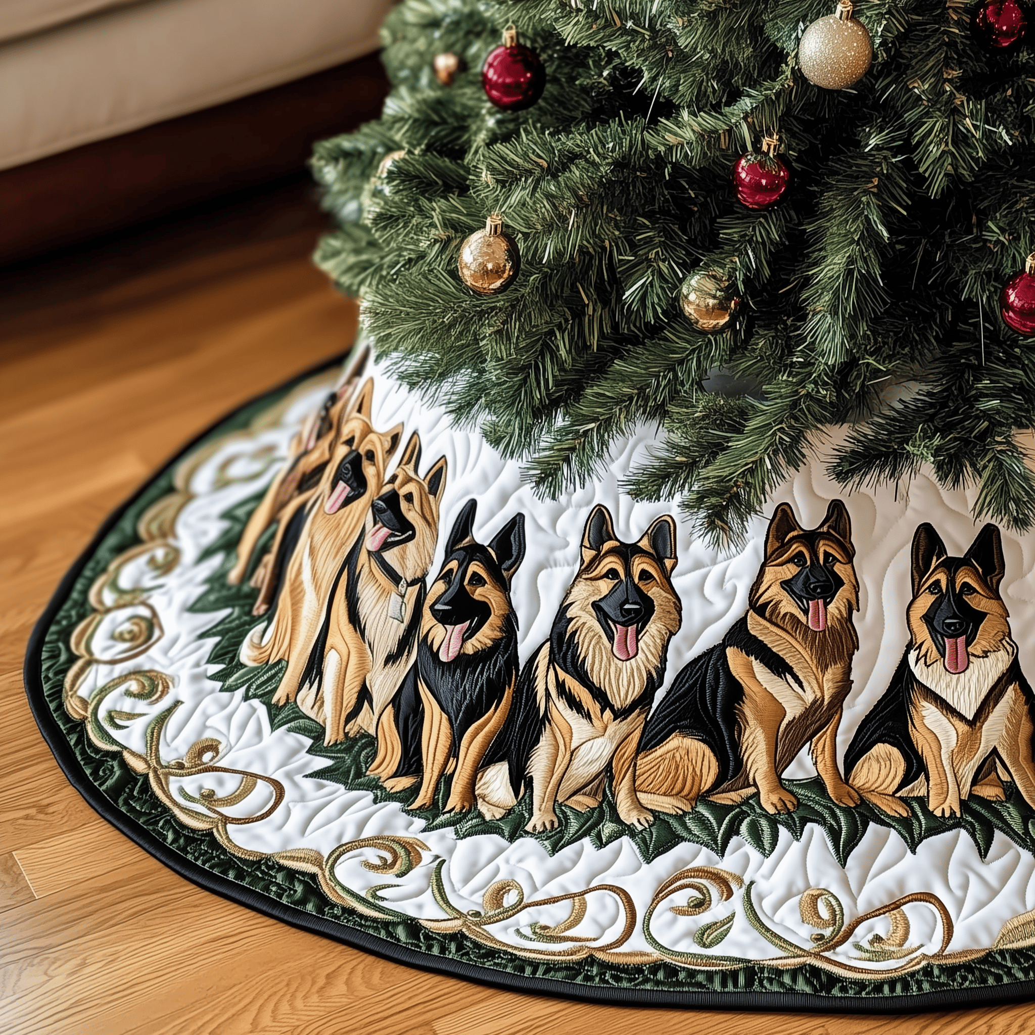 Christmas German Shepherd Quilted Tree Skirt Experience the Magic of Christmas with a Stylish Tree Skirt Christmas German Shepherd Quilted Tree Skirt Experience the Magic of Christmas with a Stylish Tree Skirt