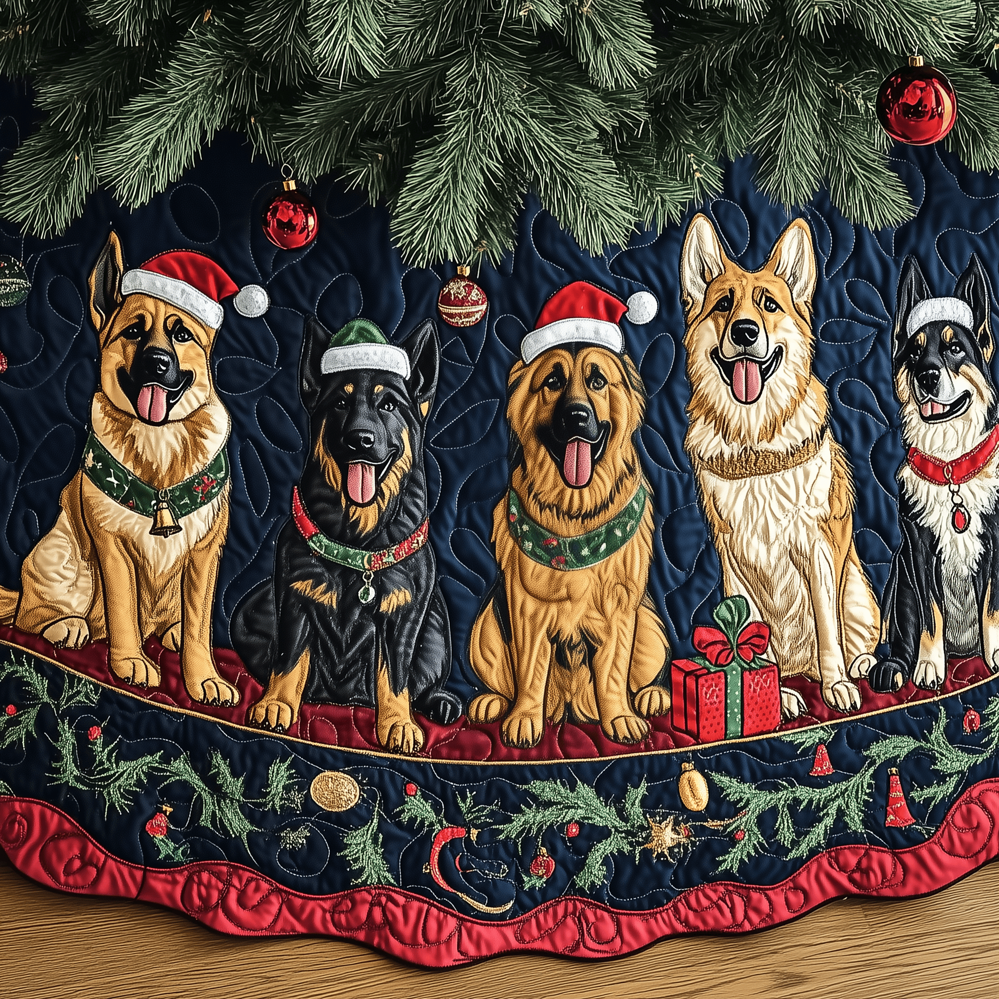 Christmas German Shepherd Quilted Tree Skirt Transform Your Holidays with a Safe and Elegant Tree Skirt Christmas German Shepherd Quilted Tree Skirt Transform Your Holidays with a Safe and Elegant Tree Skirt